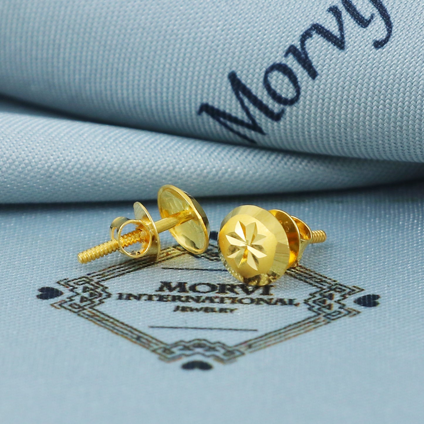 22k Gold Stud Earrings Dainty Indian Jewelry Exclusive Authentic BIS Hallmarked Stamped "22k916" Jewelry, MJ0034