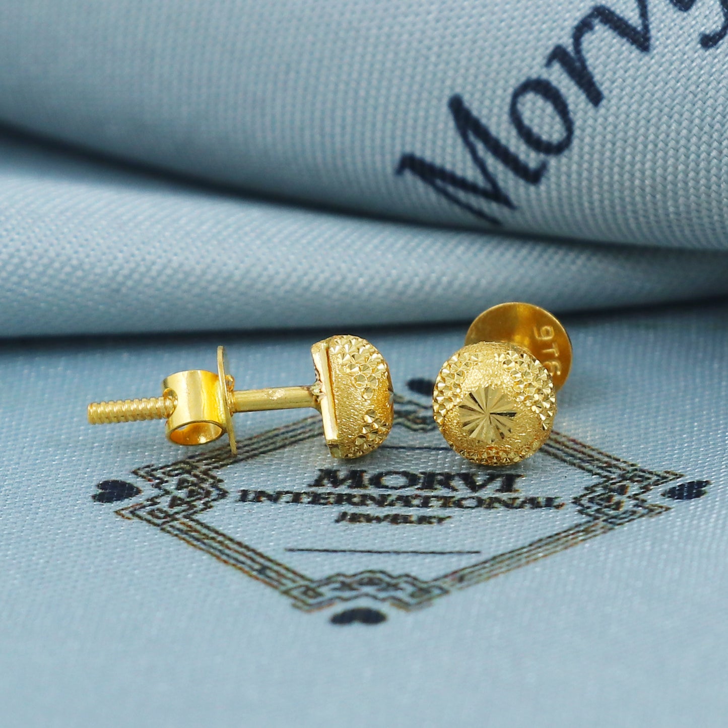 22k Gold Stud Earrings Dainty Indian Jewelry Exclusive Authentic BIS Hallmarked Stamped "22k916" Jewelry, MJ0040
