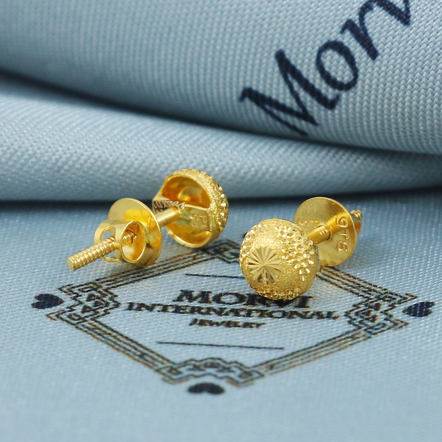 22k Gold Stud Earrings Dainty Indian Jewelry Exclusive Authentic BIS Hallmarked Stamped "22k916" Jewelry, MJ0040