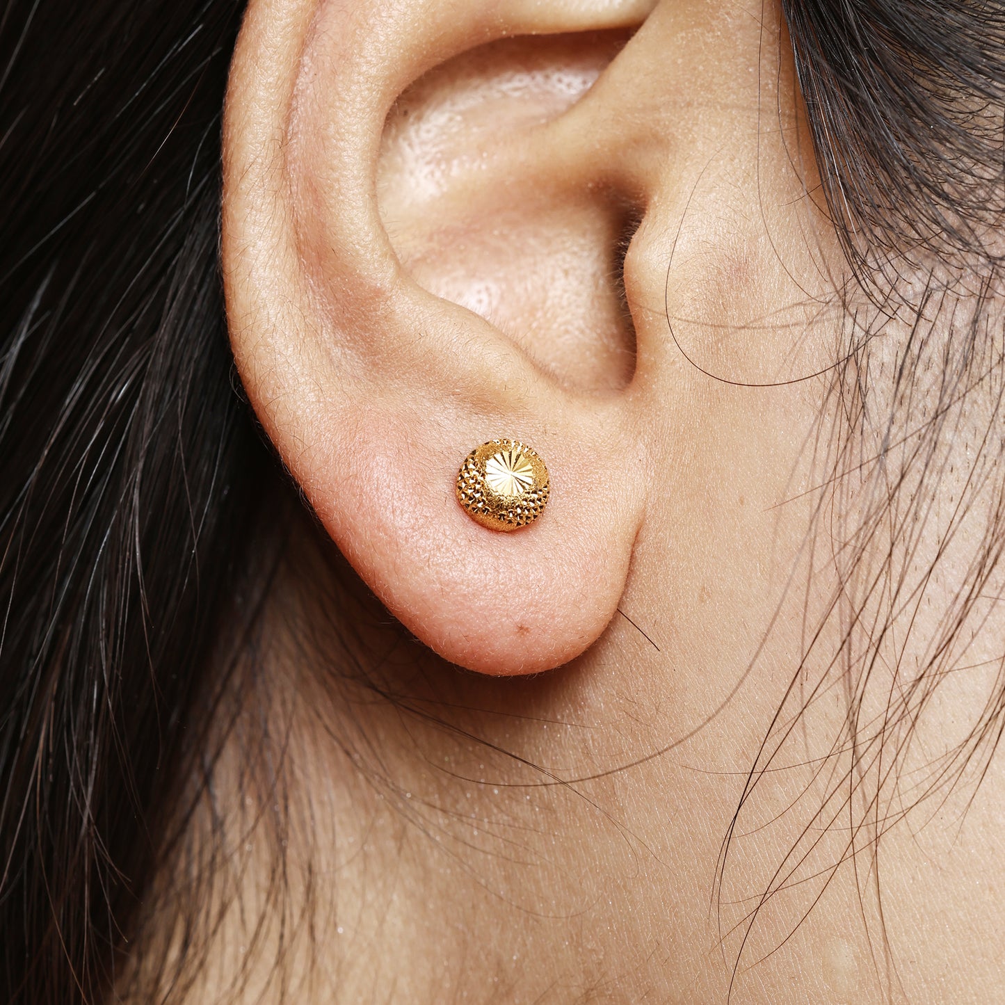 22k Gold Stud Earrings Dainty Indian Jewelry Exclusive Authentic BIS Hallmarked Stamped "22k916" Jewelry, MJ0041