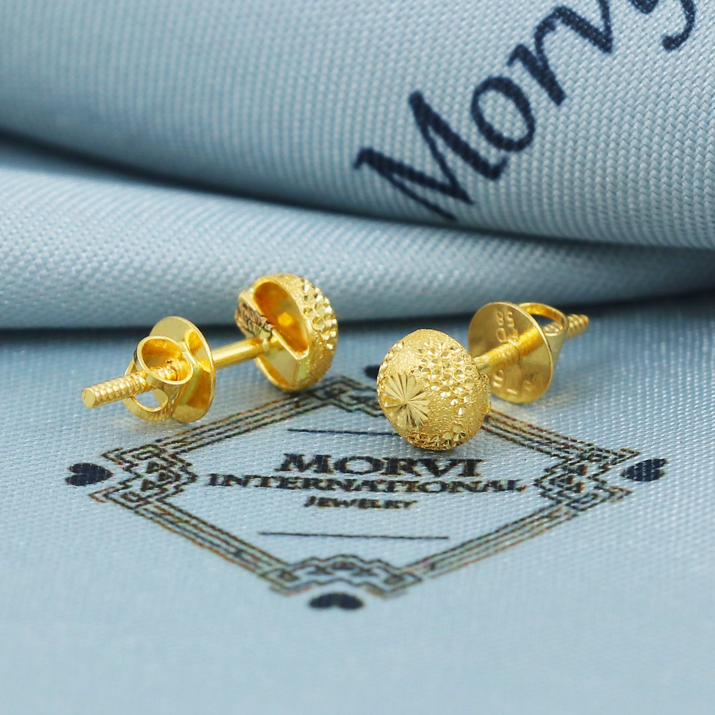 22k Gold Stud Earrings Dainty Indian Jewelry Exclusive Authentic BIS Hallmarked Stamped "22k916" Jewelry, MJ0041