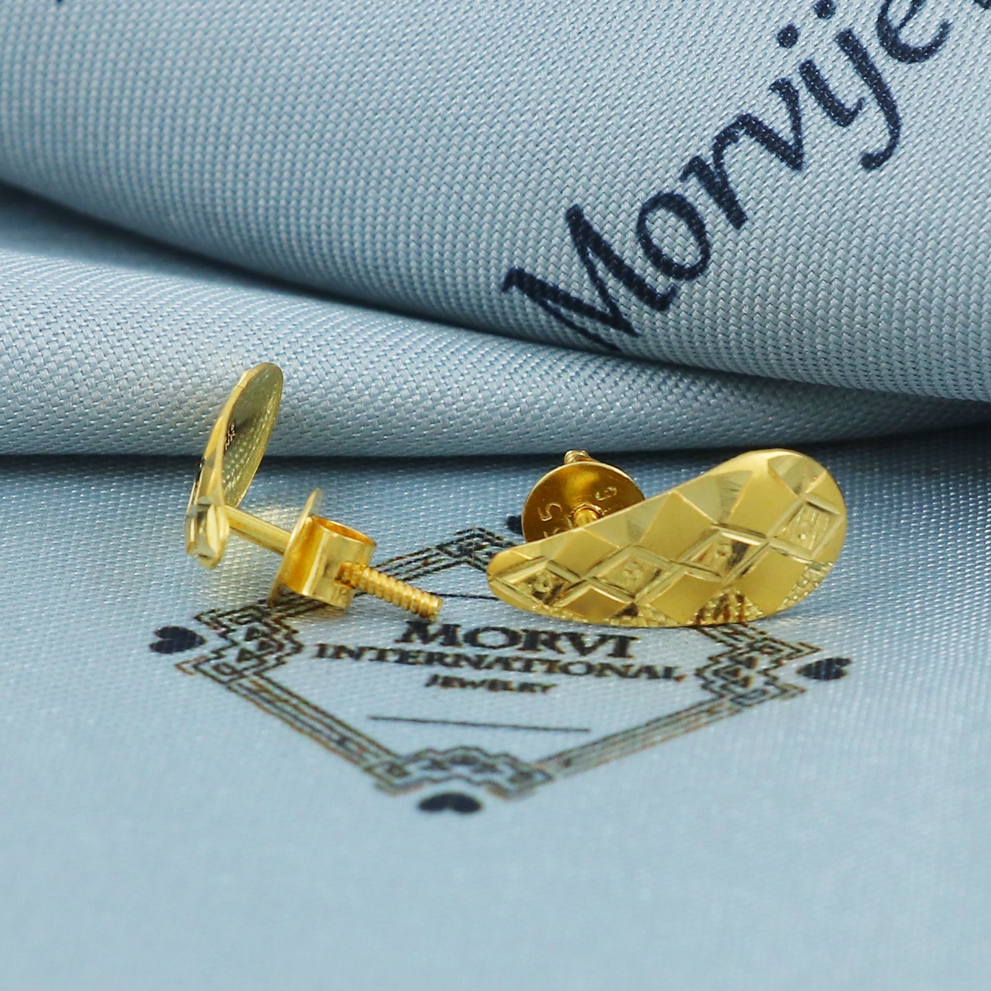 22k Gold Stud Earrings Dainty Indian 22kt Jewelry Exclusive Authentic BIS Hallmarked Stamped "22k916" Jewelry, MJ0042