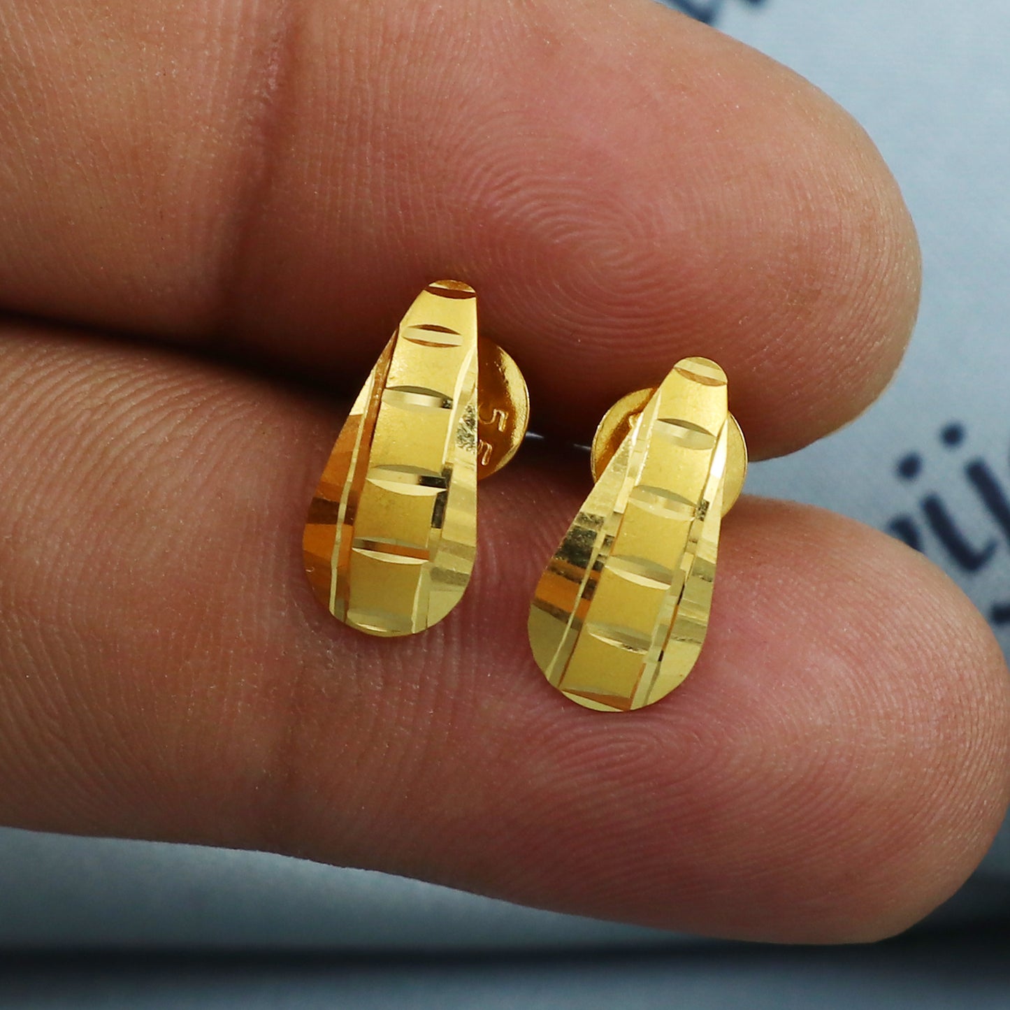 22k Gold Stud Earrings Dainty Indian 22kt Jewelry Exclusive Authentic BIS Hallmarked Stamped "22k916" Jewelry, MJ0043