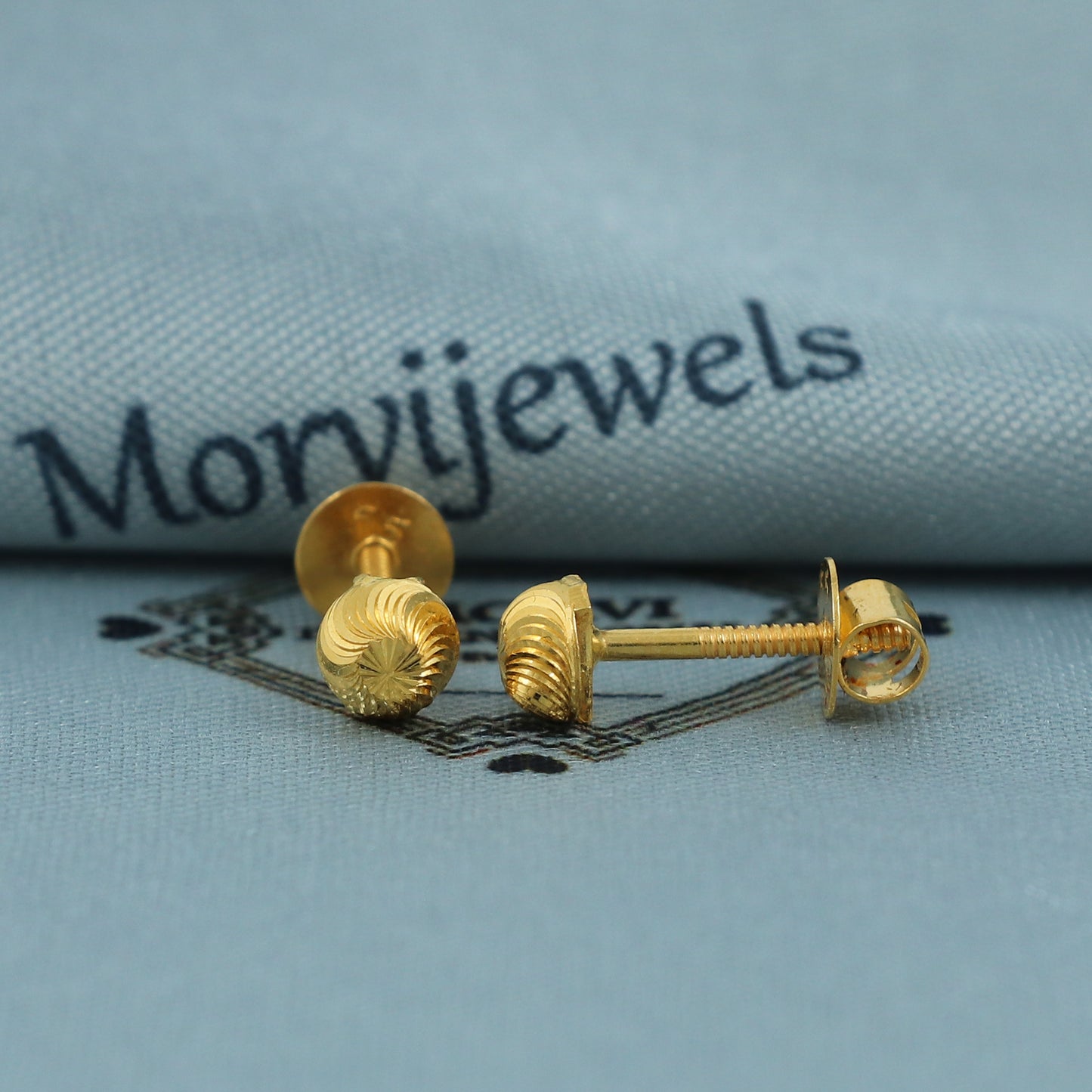 22k Gold Stud Earrings Indian 22kt Jewelry Exclusive Authentic BIS Hallmarked Stamped "22k916" Jewelry, MJ0053A