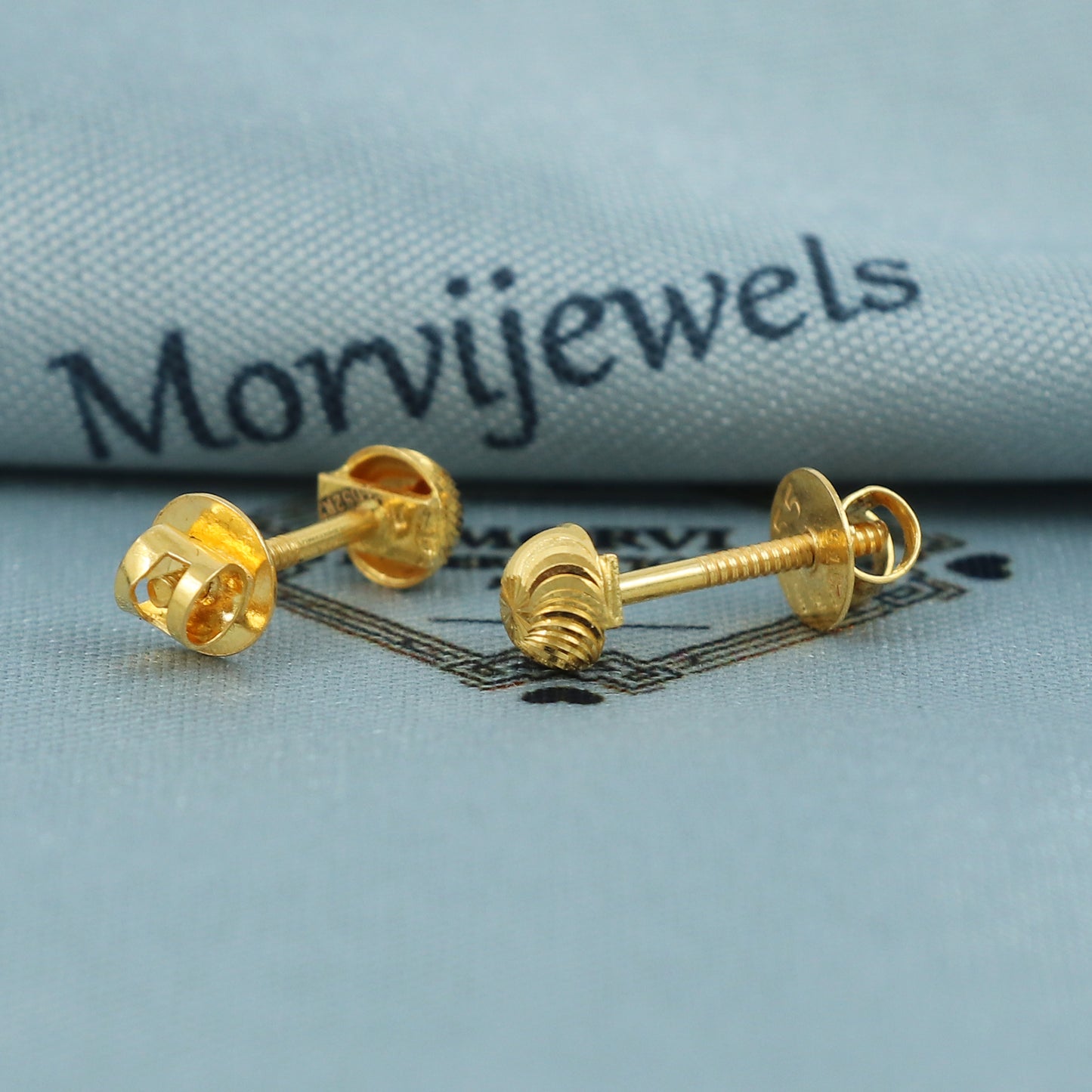 22k Gold Stud Earrings Indian 22kt Jewelry Exclusive Authentic BIS Hallmarked Stamped "22k916" Jewelry, MJ0053A