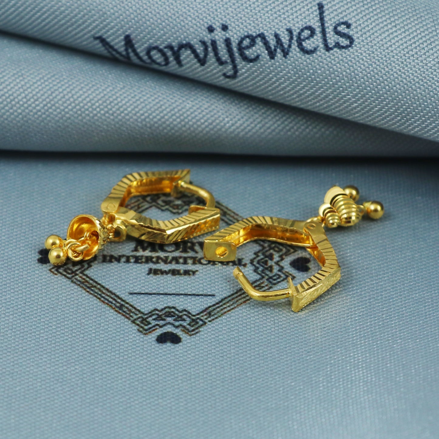 22k Gold Hoop Earrings Dainty Indian 22kt Jewelry Exclusive Authentic BIS Hallmarked Stamped "22k916" Jewelry, MJ0060