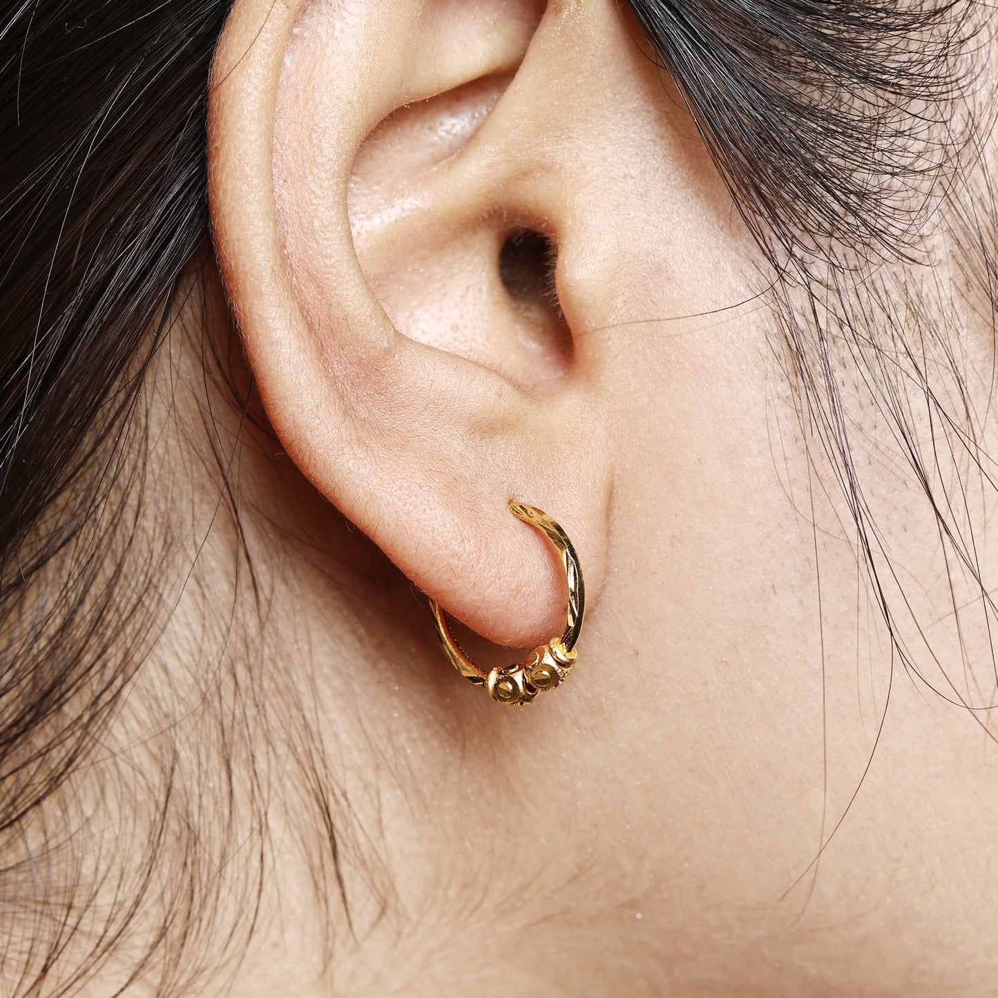 22k Gold Hoop Earrings Dainty Indian 22kt Jewelry Exclusive Authentic BIS Hallmarked Stamped "22k916" Jewelry, MJ0064