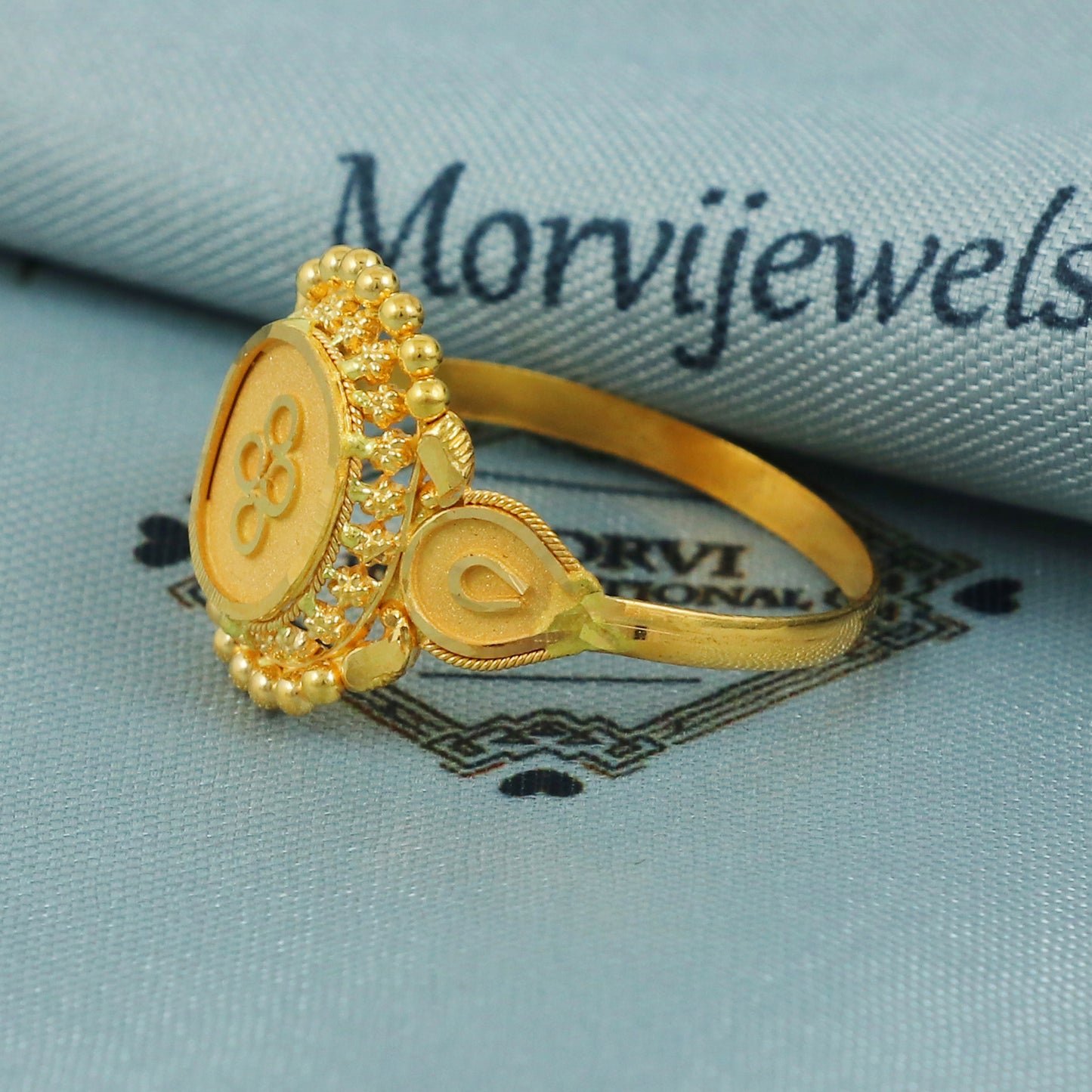 22k Gold Indian Ring – 2.09g Handmade, Size All US, Elegant 16mm Gold Band, Traditional Design, Authentic Indian Jewelry, MJ0080
