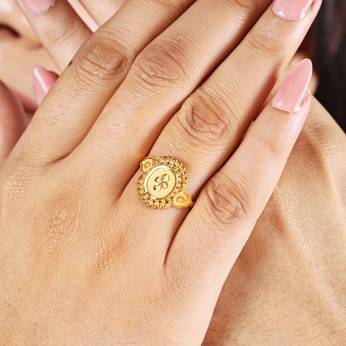 22k Gold Indian Ring – 2.09g Handmade, Size All US, Elegant 16mm Gold Band, Traditional Design, Authentic Indian Jewelry, MJ0080