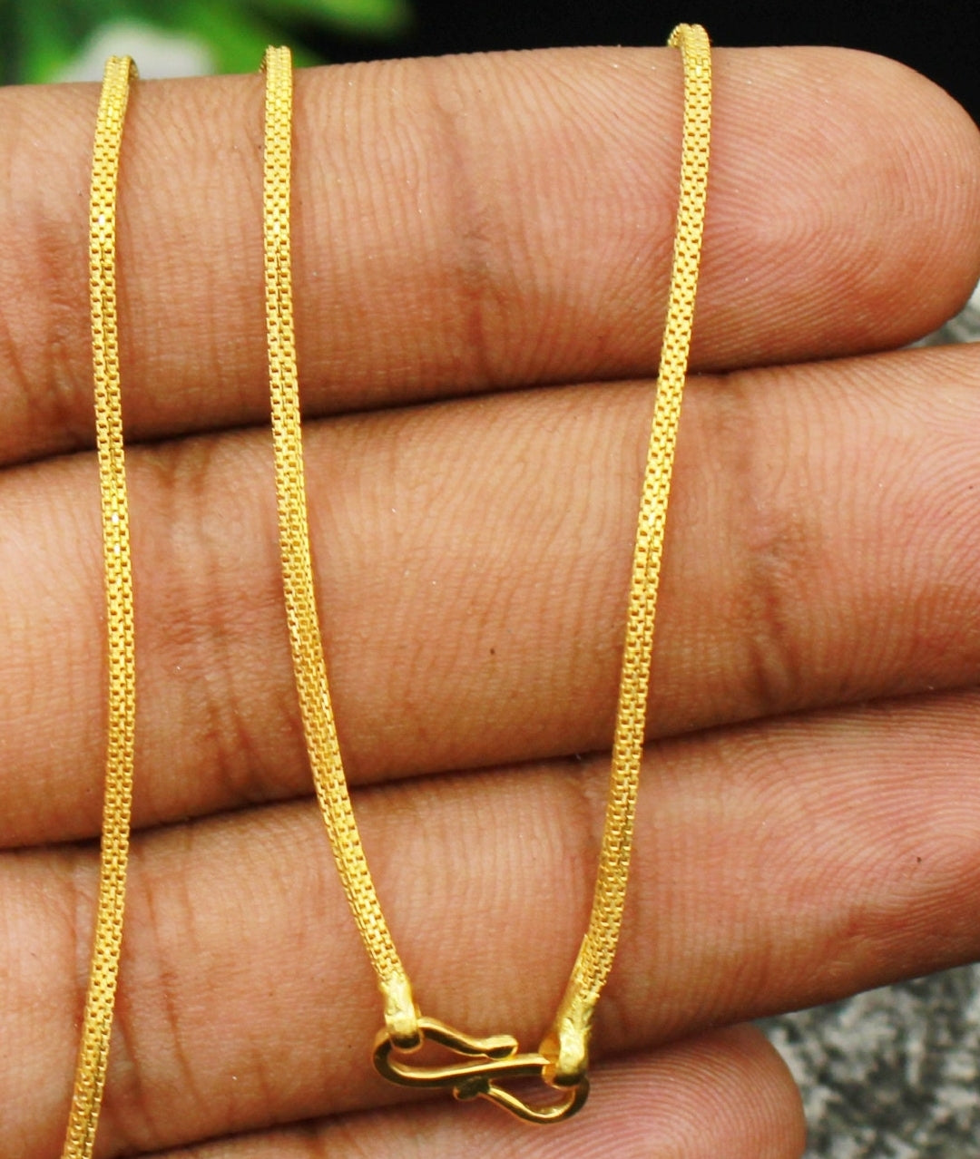 22k Gold necklace chain Handmade necklace Jewelry for Gift,8+8 inches plus one inches