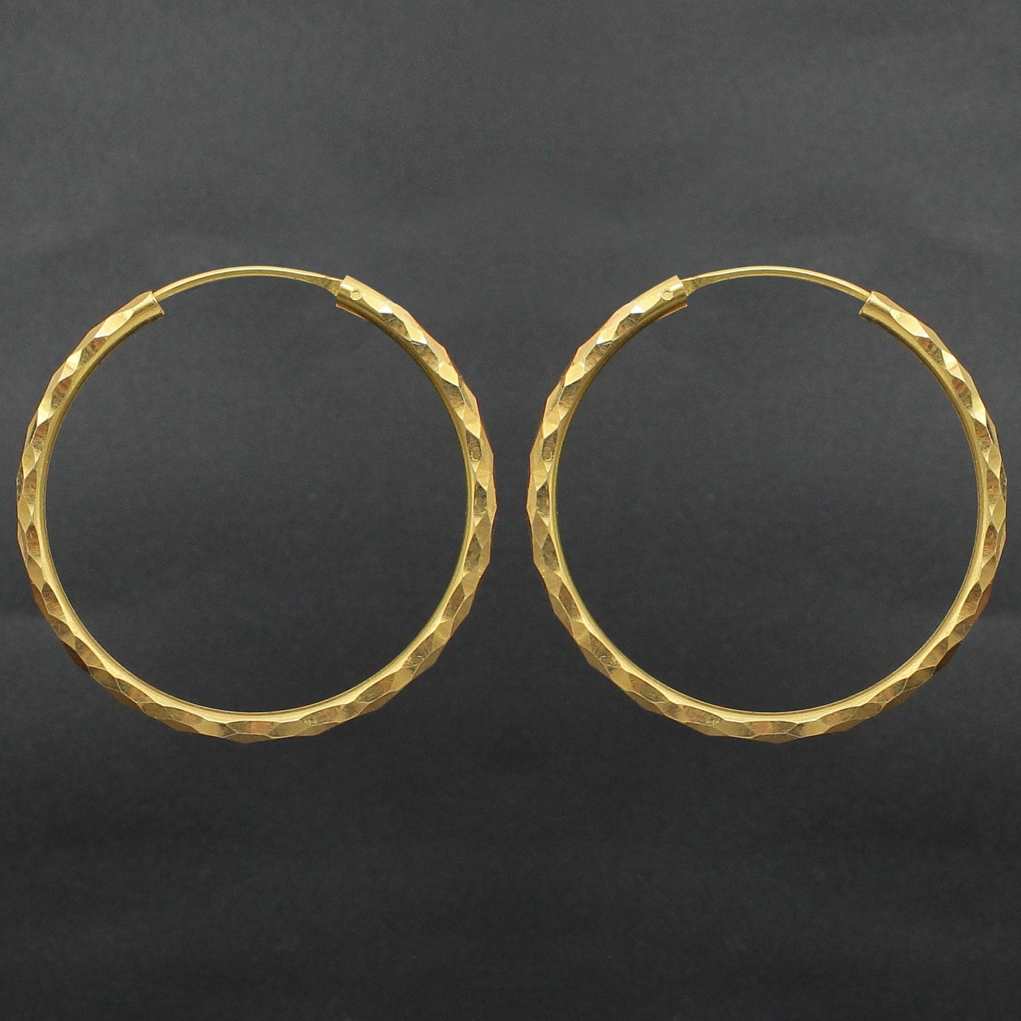 22k Yellow Gold Hoop Bali Earrings , Handmade big Yellow gold earrings for women, Valentine Day gift, hammered design indian gold earrings