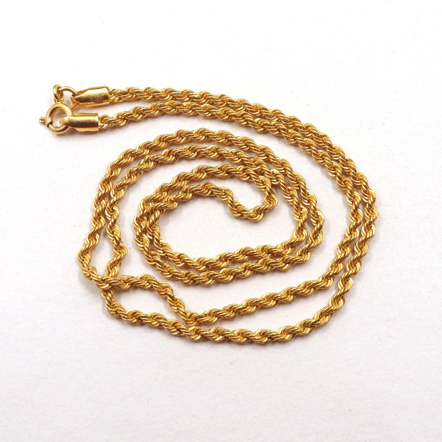 18k Solid Gold Rope Chain Necklace - 2mm, 18 Inches