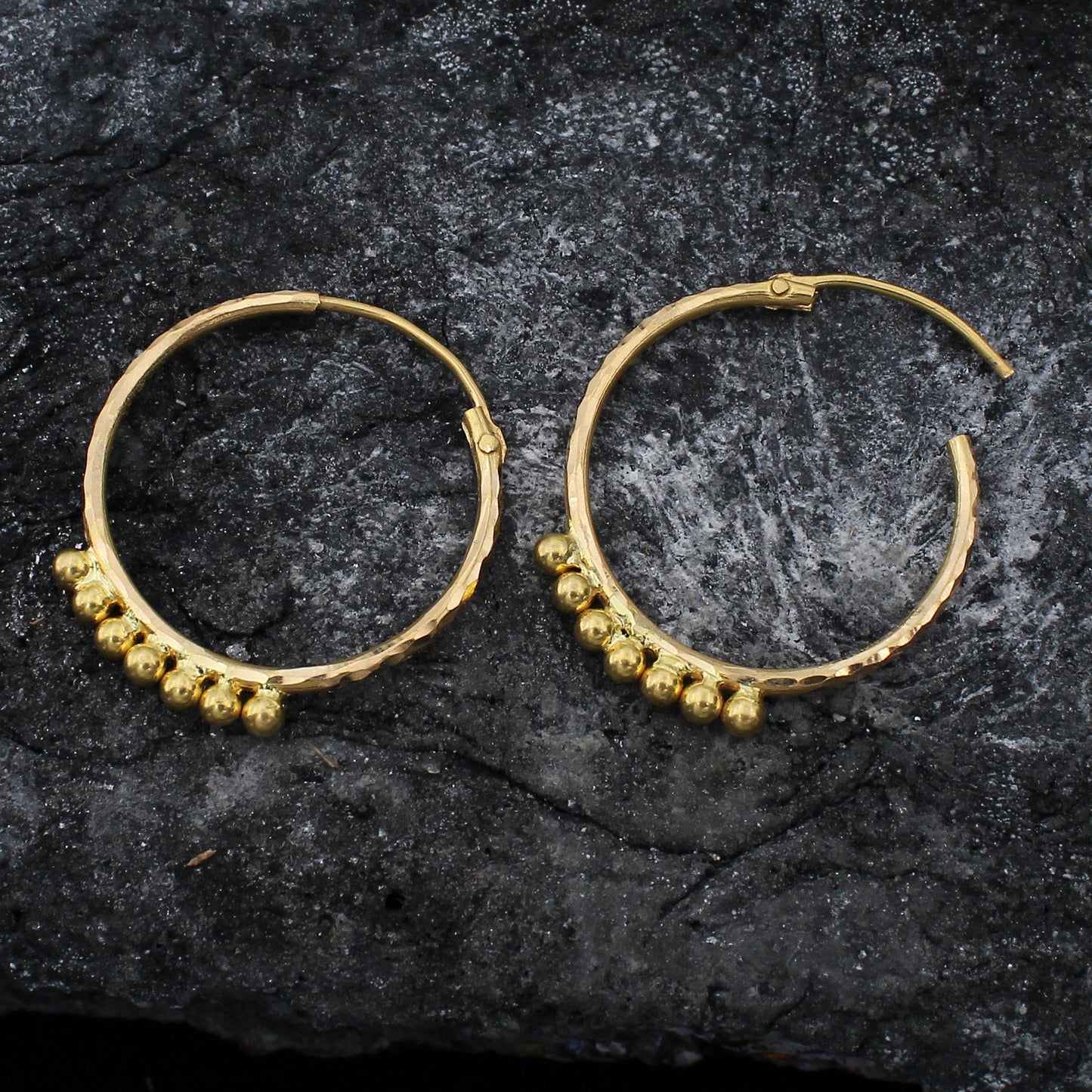 20k Yellow Gold Hoop Bali Earrings , Handmade big Yellow gold earrings for women, Valentine Day gift, GOLD HUGGIES,