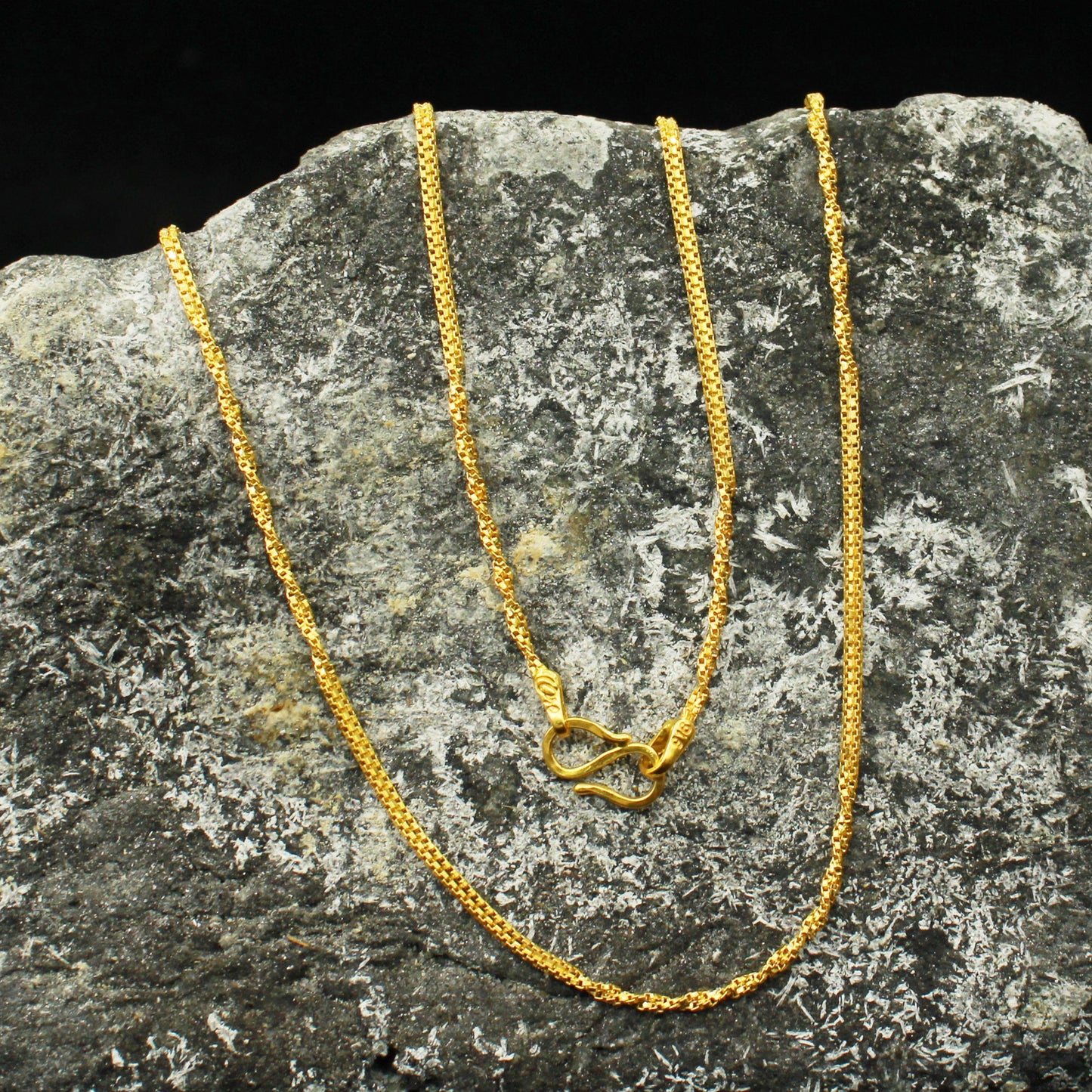 Pure Handmade 22k Yellow Gold Chain Necklace Jewelry, 22k gold box style chain, pure gold necklace indian gold chain necklace, gift for wife