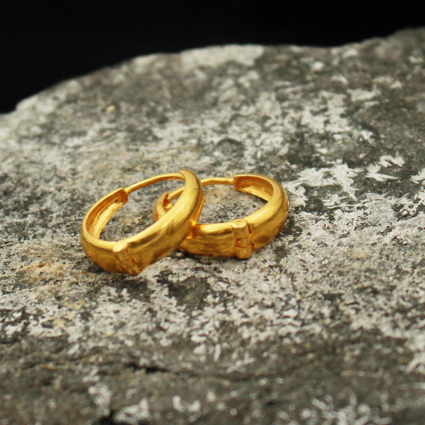 Pure 20k Yellow Gold Hoop Bali Earrings ,Huggies , Handmade Yellow gold earrings for women, Christmas gift, dainty Indian gold earrings