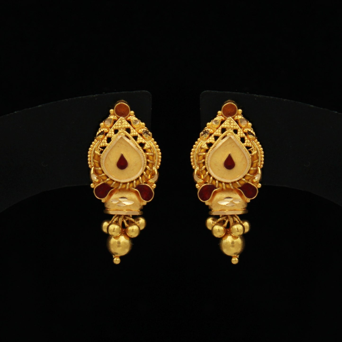 Rajasthani 22k Gold Earrings , Handmade vintage traditional solid gold earrings Indian jewelry