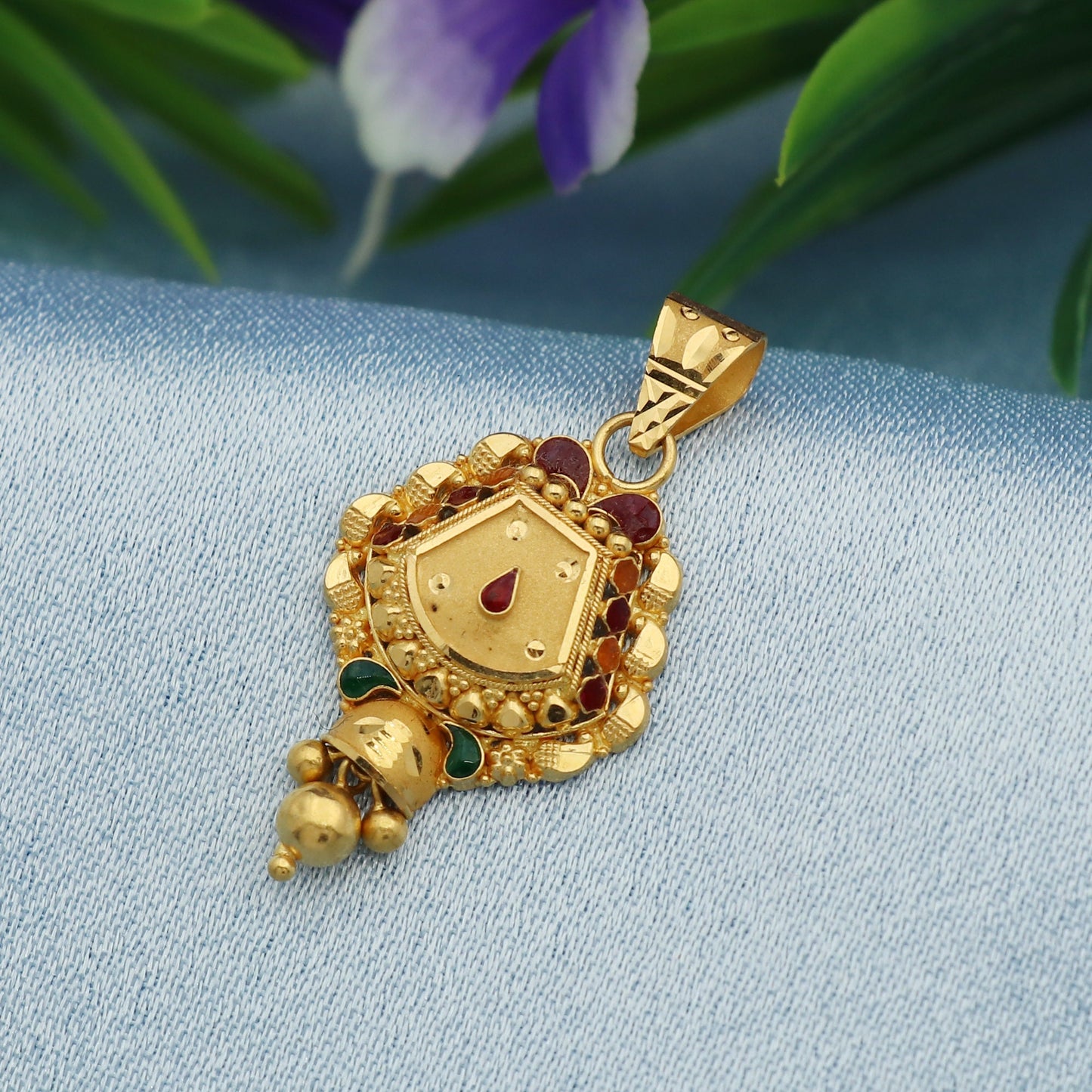 22k gold pendant india, Traditional vintage design indian handmade jewelry, K1772