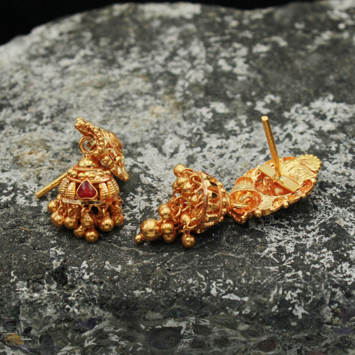 22k Gold Earrings Jhumki Jhumka indian wedding women jewelry, K1823