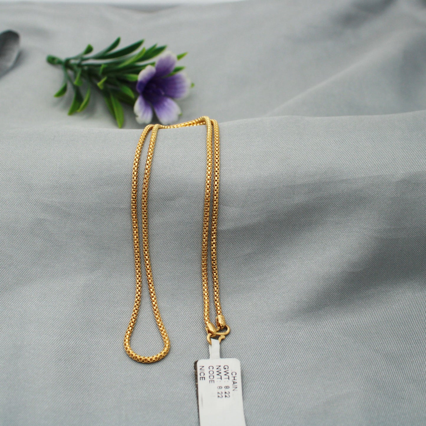 Handmade 22k Gold Round Box Chain Necklace: Indian Jewelry