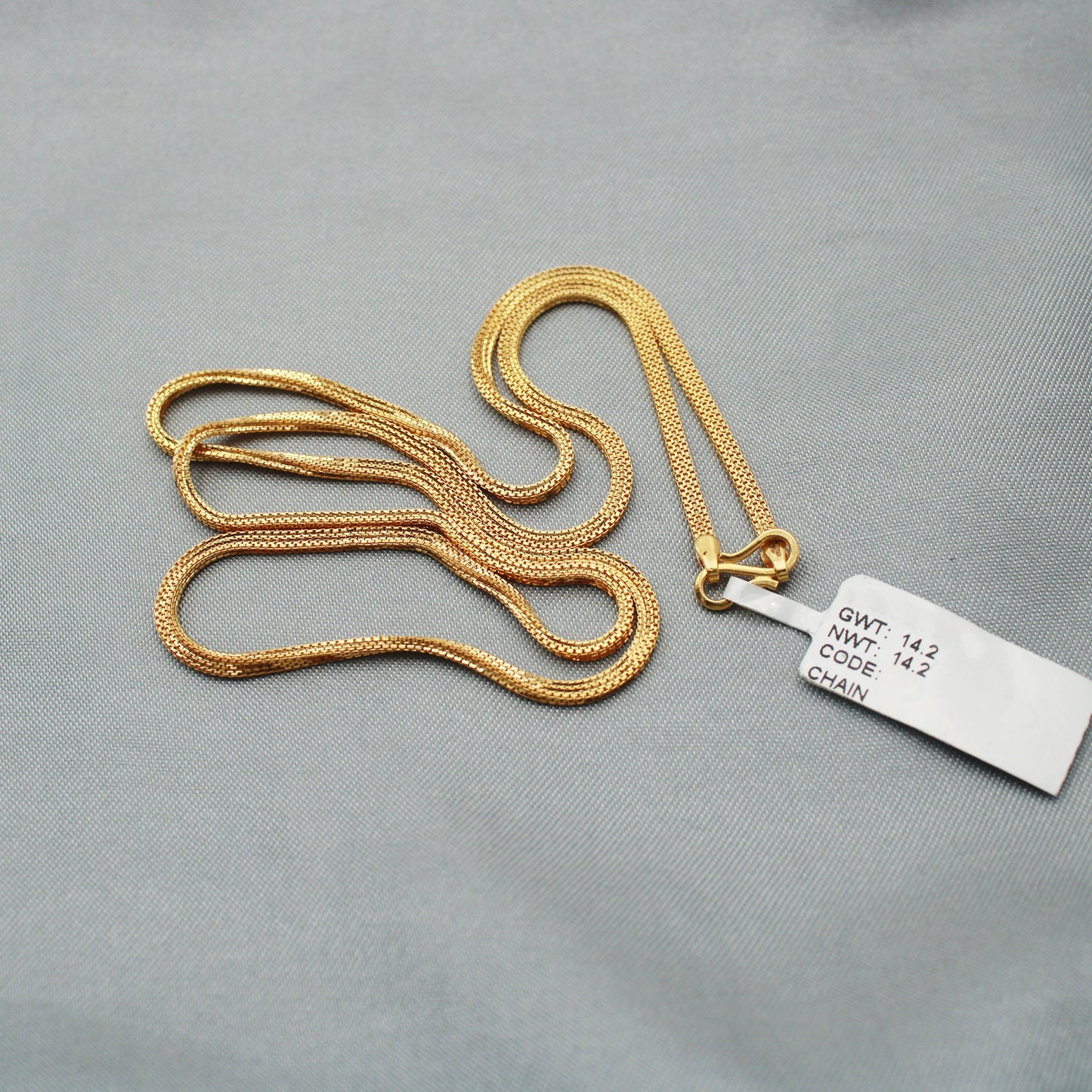 2mm 22k Yellow Gold Box Chain Necklace 22 inches - Handmade Indian Jewelry