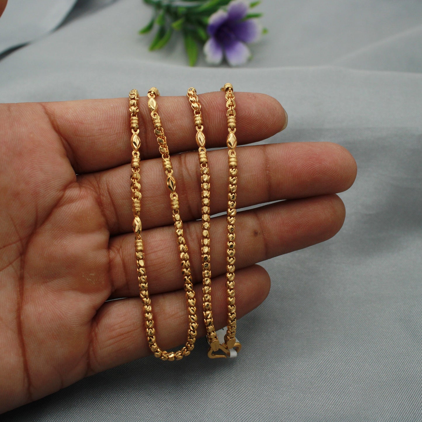 22k Gold Chain, Handmade Chain Jewelry, designer Special Style bead Chain, indian gold chain necklace jewelry
