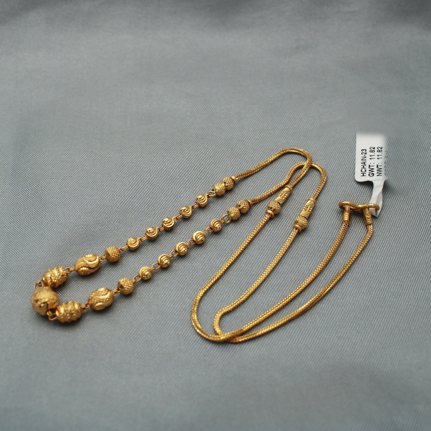 Pure Gold Necklace Chain in 22k Yellow Gold, Handmade Chain Jewelry, gold Bead Style Chain, indian gold chain necklace jewelry, beads chain