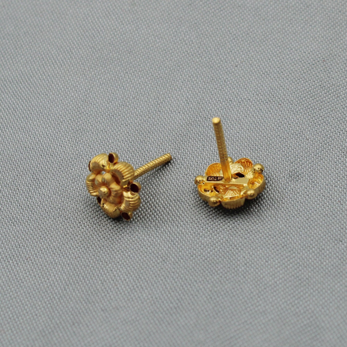 real 22k gold stud earrings flower studs