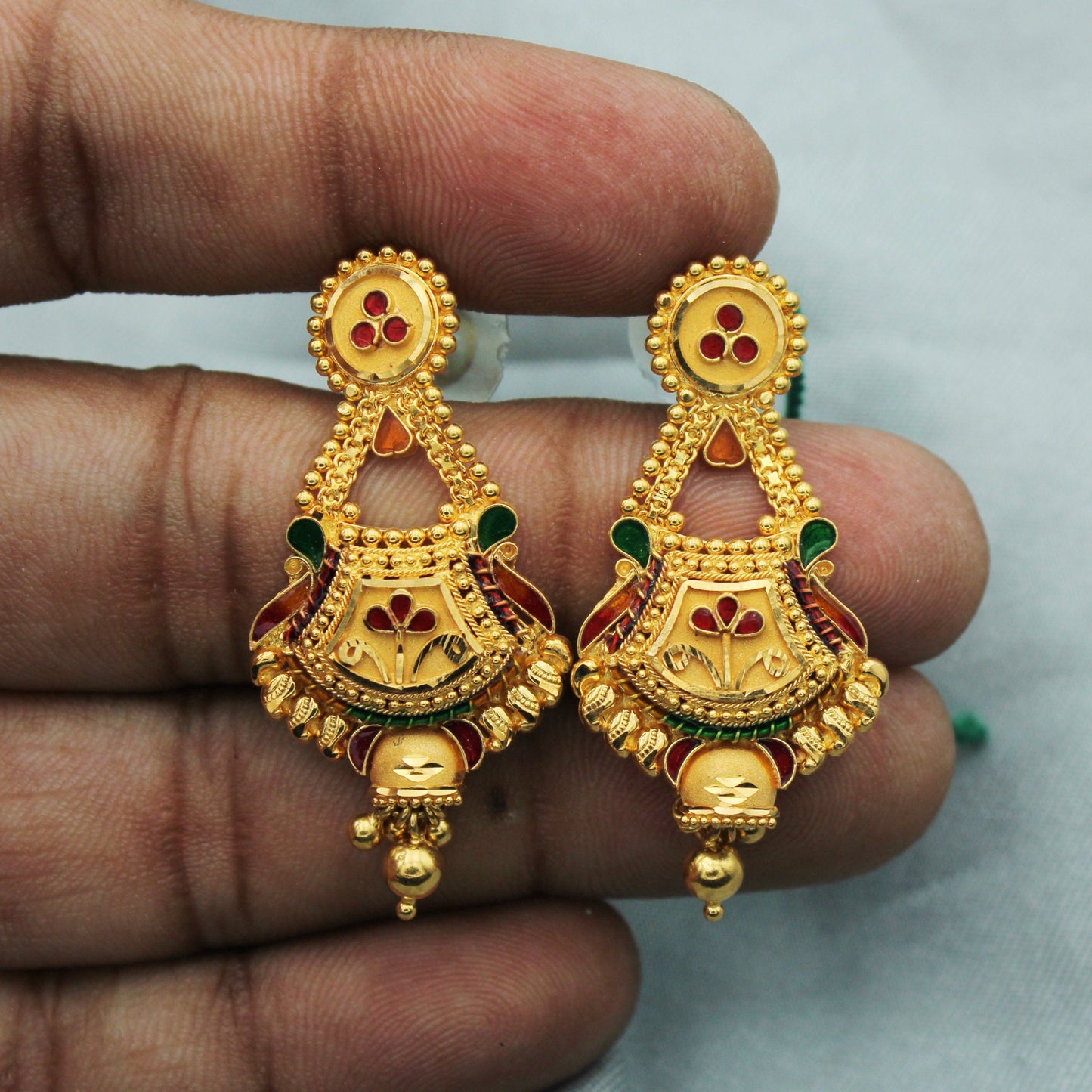 22kt yellow gold handmade fabulous dangle earring , vintage tribal style jewelry, indian jewellery