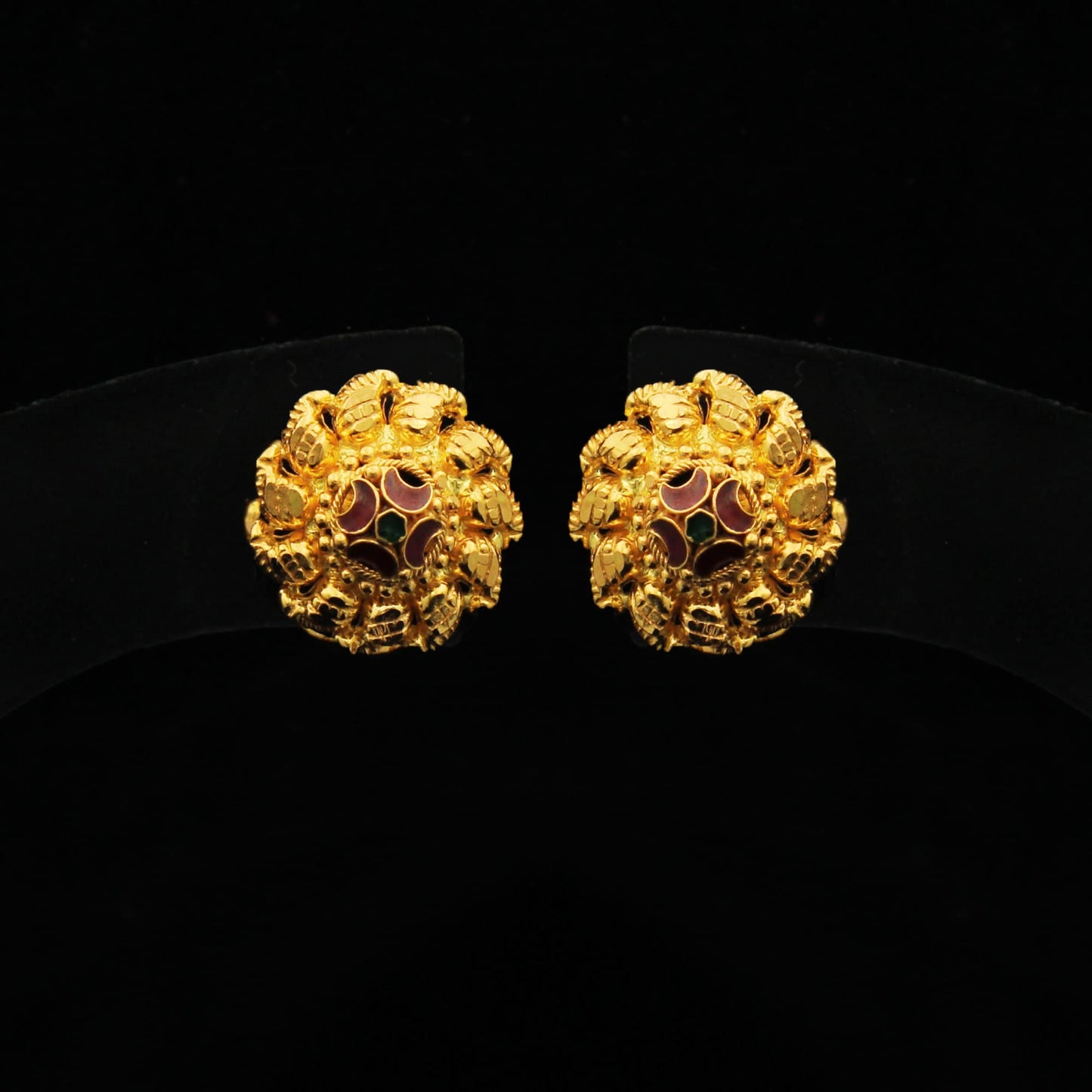 22k Gold Stud Earrings , Handmade Beautiful Solid gold earrings Indian jewelry