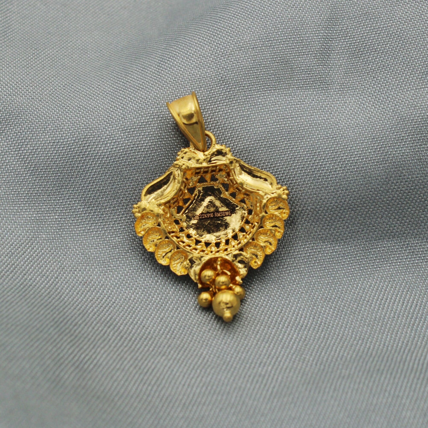 22k yellow gold pendant necklace indian traditional handmade wedding jewelry for gift, K2181