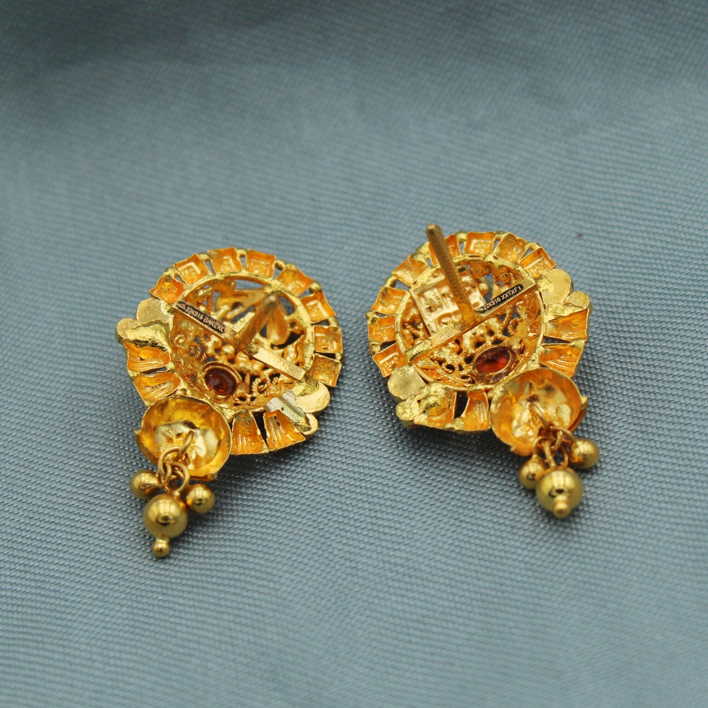22 kt Yellow Gold Earrings, Indian Earrings with Dangling Beads wedding earrings, excellent jewelry for women, K2314