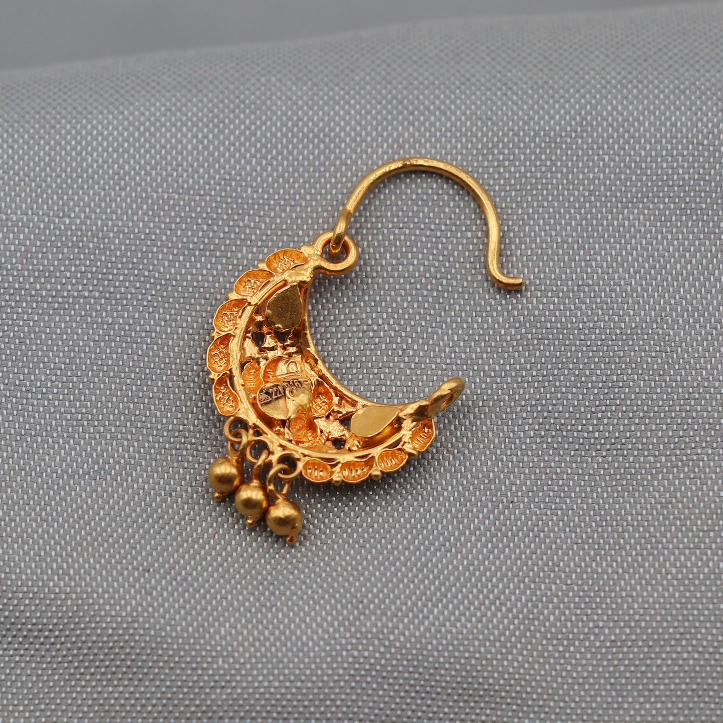 Wedding Jewelry 22k Yellow Gold Nath Nosepin women Jewelry from India, K2497