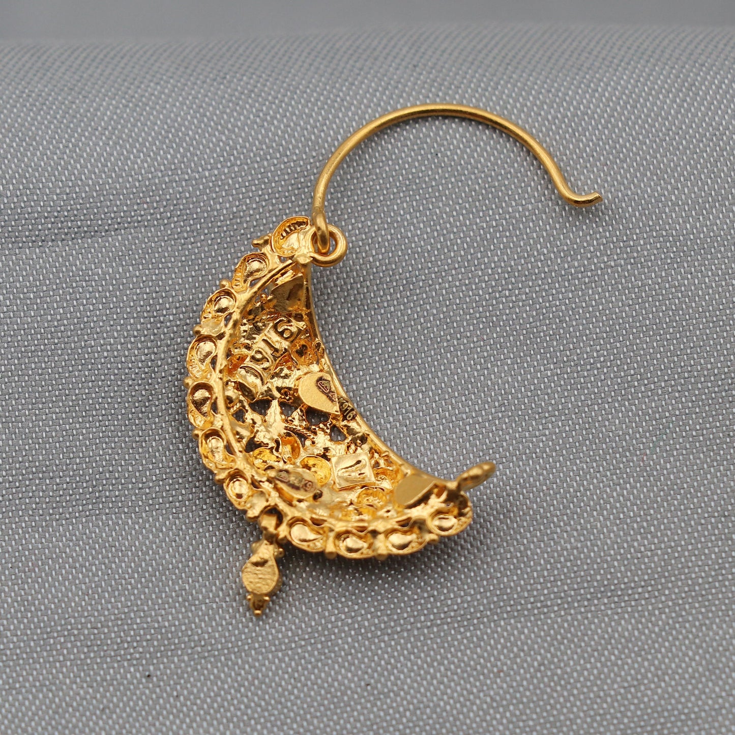 pure 22k solid Gold Nath Nosepin Jewelry, K2503