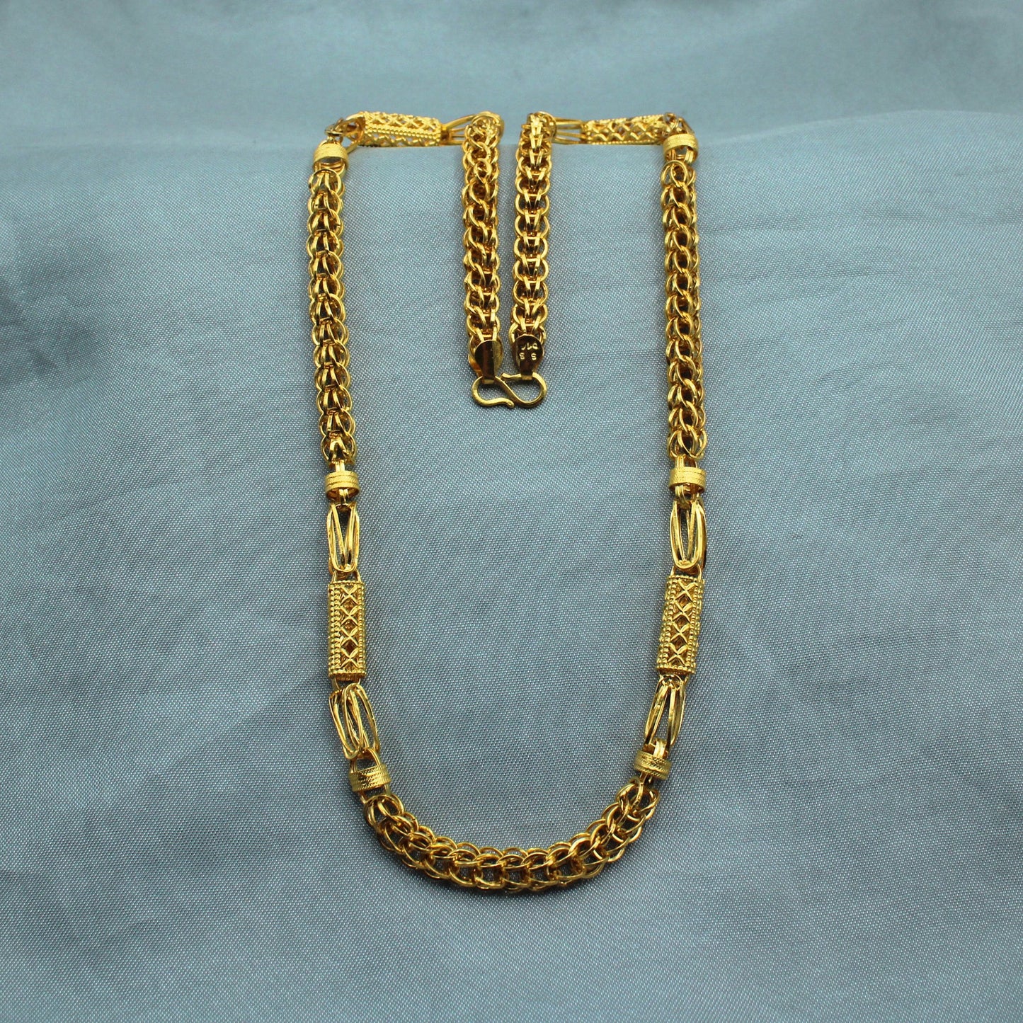 22k Gold Chain Necklace Indian Handmade Jewelry, Thick Men real Gold Chain