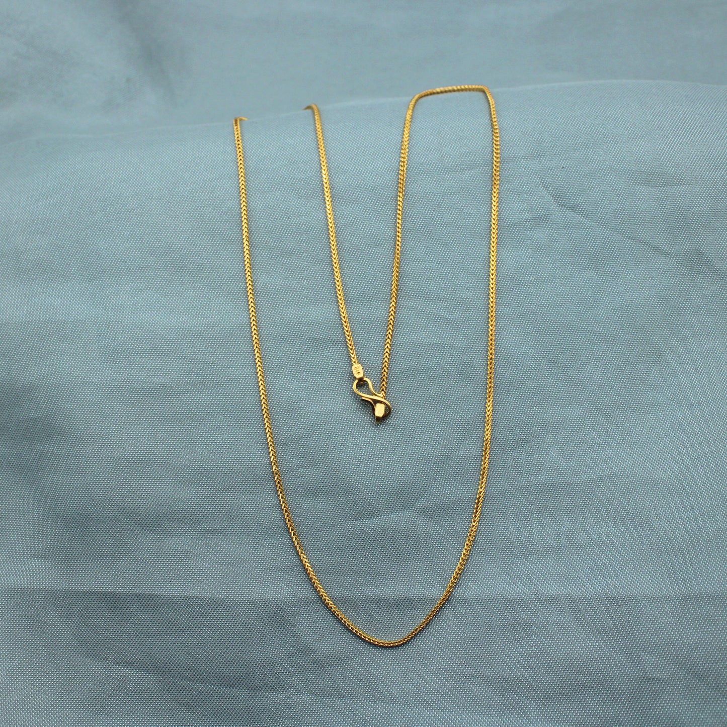22k Gold Chain Necklace Indian Handmade Jewelry, Snake Style Women Gold Necklace Jewelry, P1422
