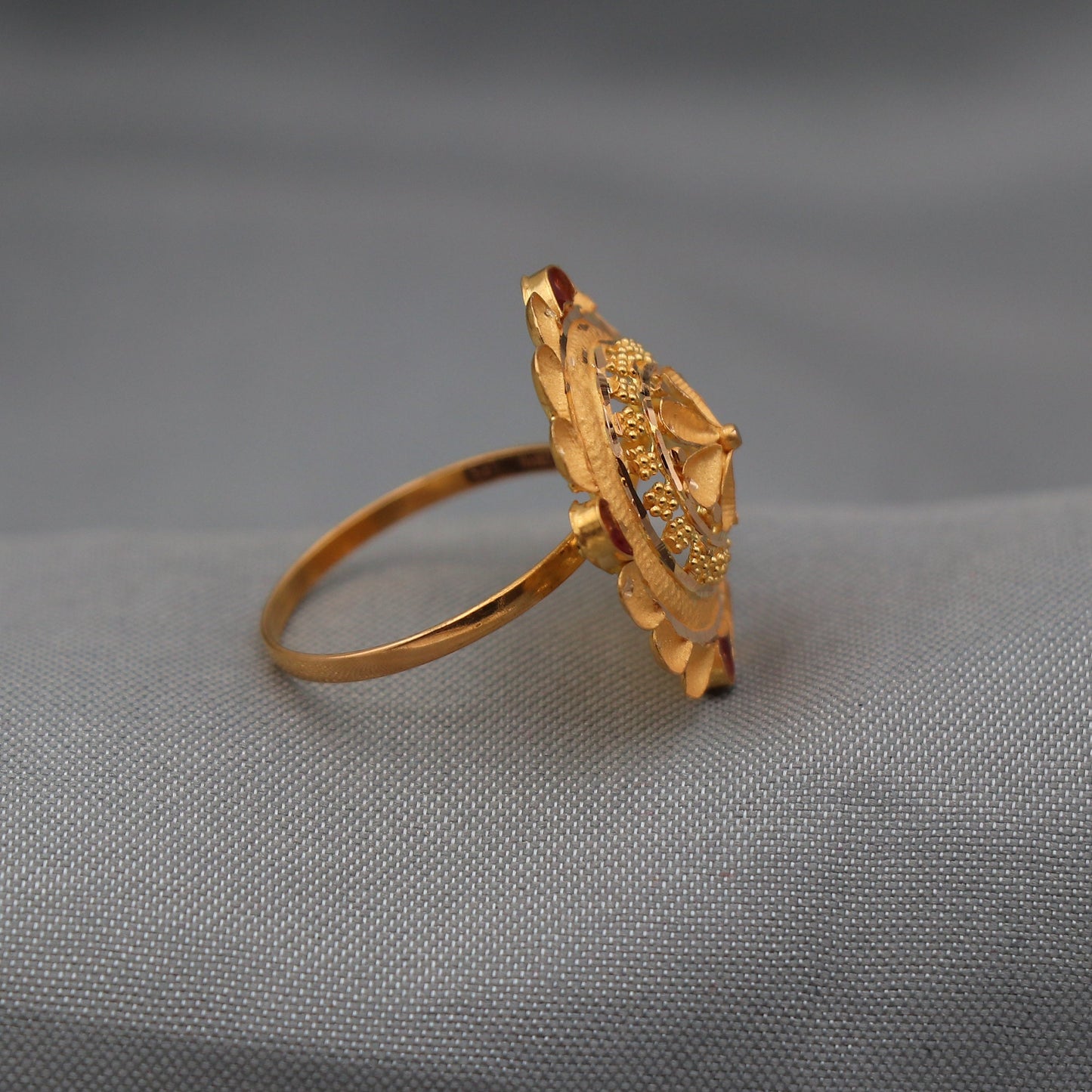 Round 22k Solid Gold Ring Jewelry, Meenakari Gold Ring, Enamel Gold Ring, Statement Pure Real Gold Ring, Indian Gold Ring, Women Gold Ring,