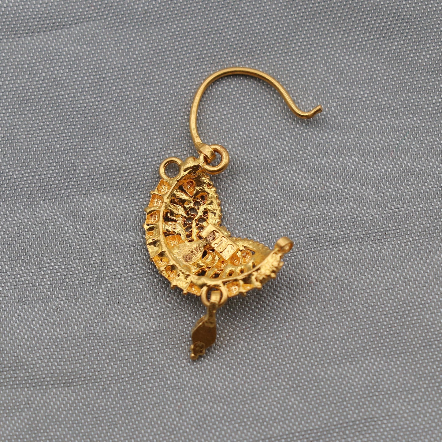 22k Yellow Gold Nath Nose pin women indian Jewelry, Gold hoop earrings, K2504