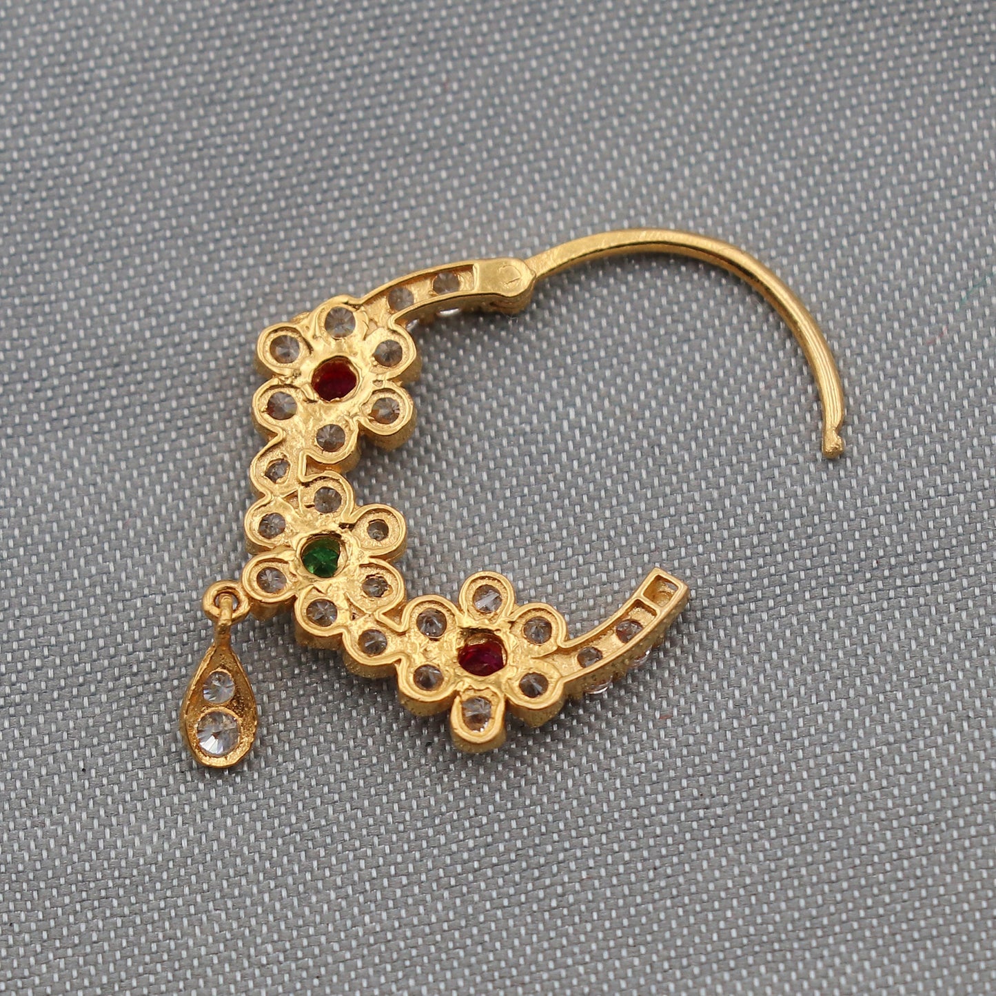Wedding Jewelry Zircon 22k Yellow Gold Nath Nosepin women indian Jewelry, K2507