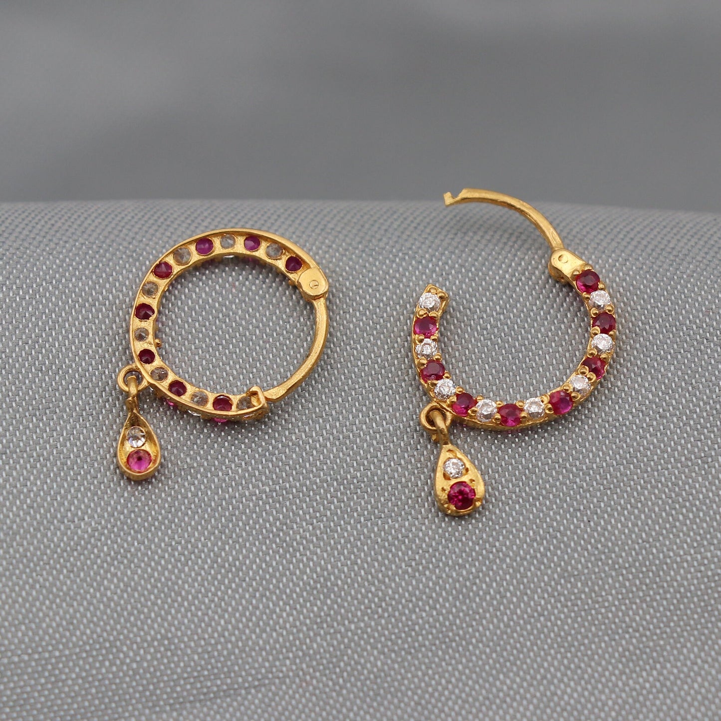 Zircon 22k Yellow Gold Single Nath Nosepin women indian Jewelry, Single, K2516