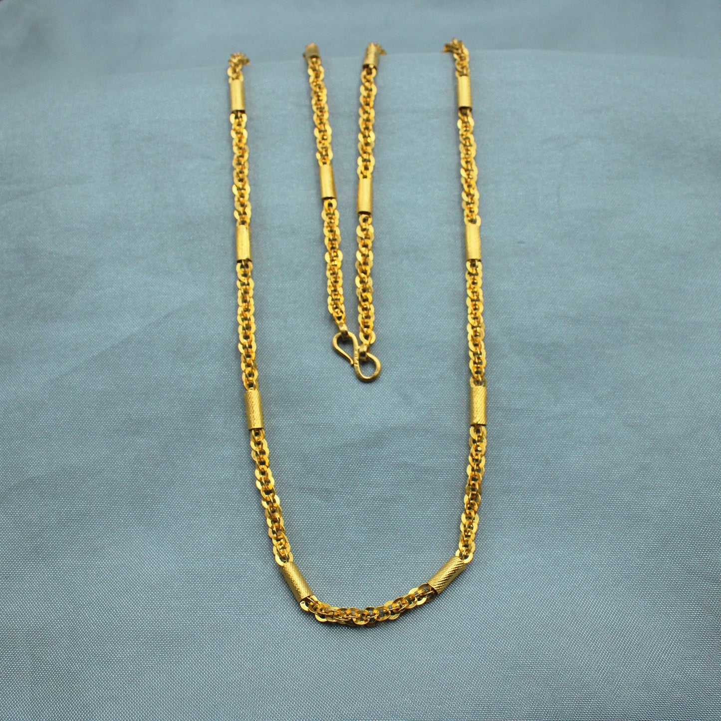 22k Gold Chain Necklace Indian Handmade Jewelry, Thick round Men Gold Chain, P1402