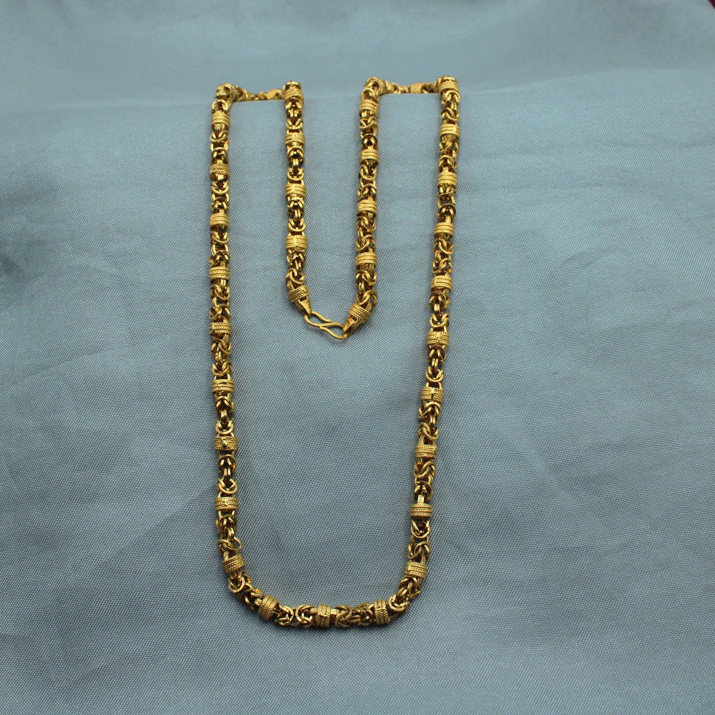 22k Gold Chain Necklace Indian Handmade Jewelry, Heavy men gold chain, Byzantine Chain, P1405