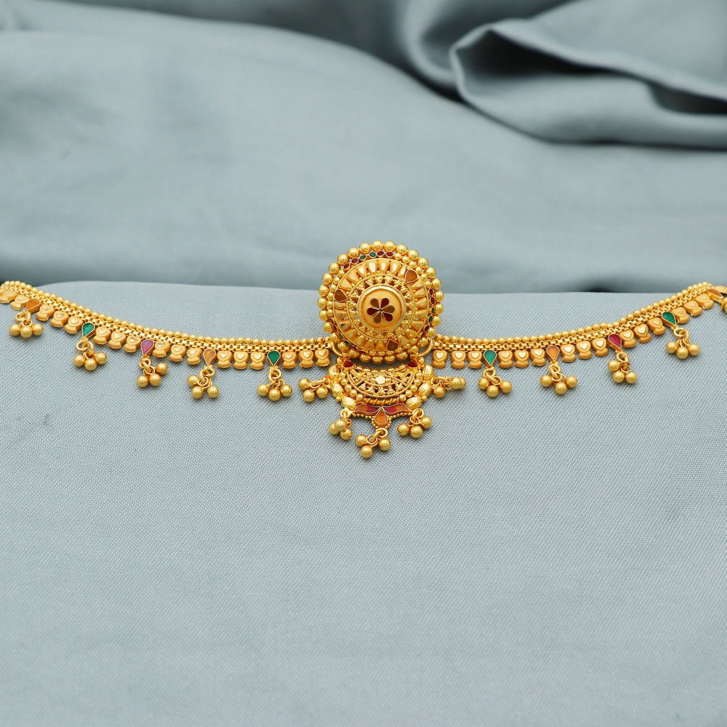 22kt Gold Chain For Head 22k yellow gold indian Head jewelry, Indian Borla wedding traditional ornaments, Indian Outfit, K2674