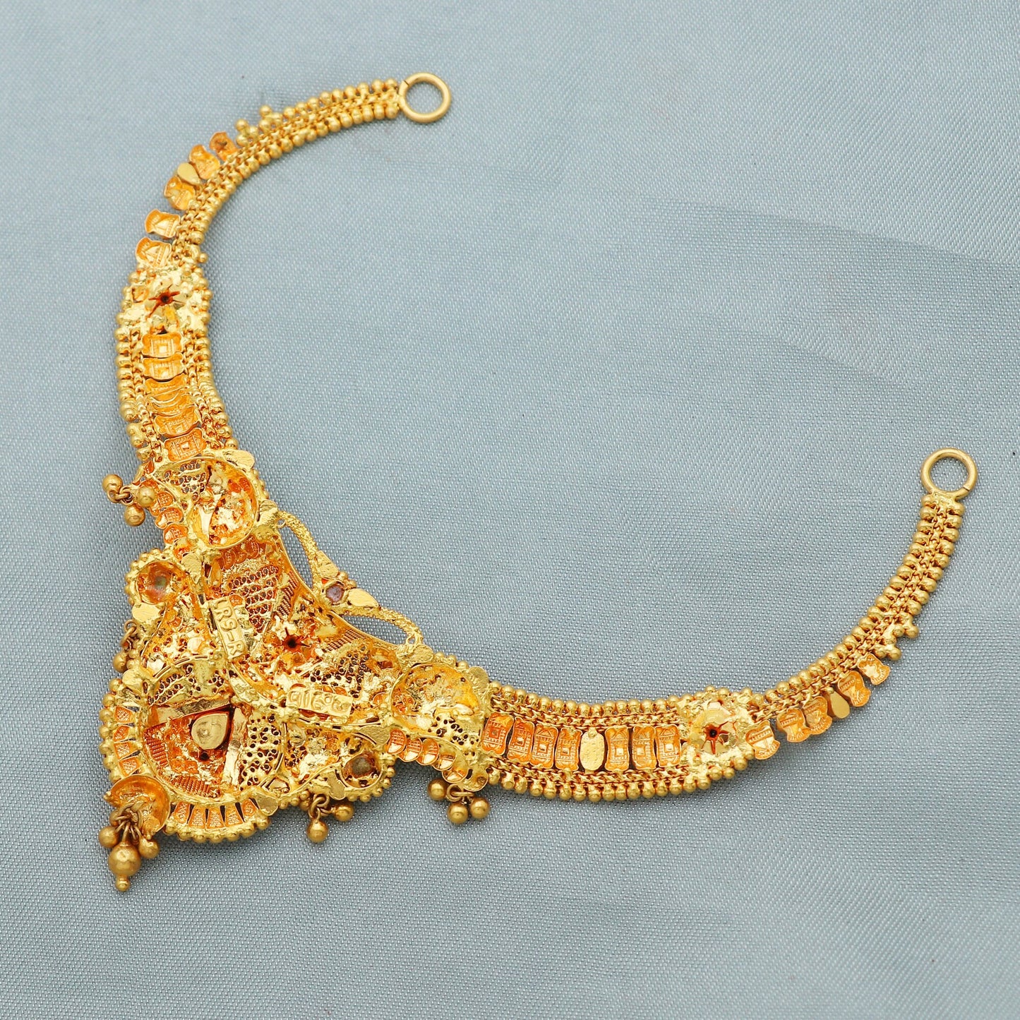 22k Yellow Gold Necklace , Indian Gold Set, Indian Gold Jewelry, Traditional Rajasthani Pure Gold Handmade design