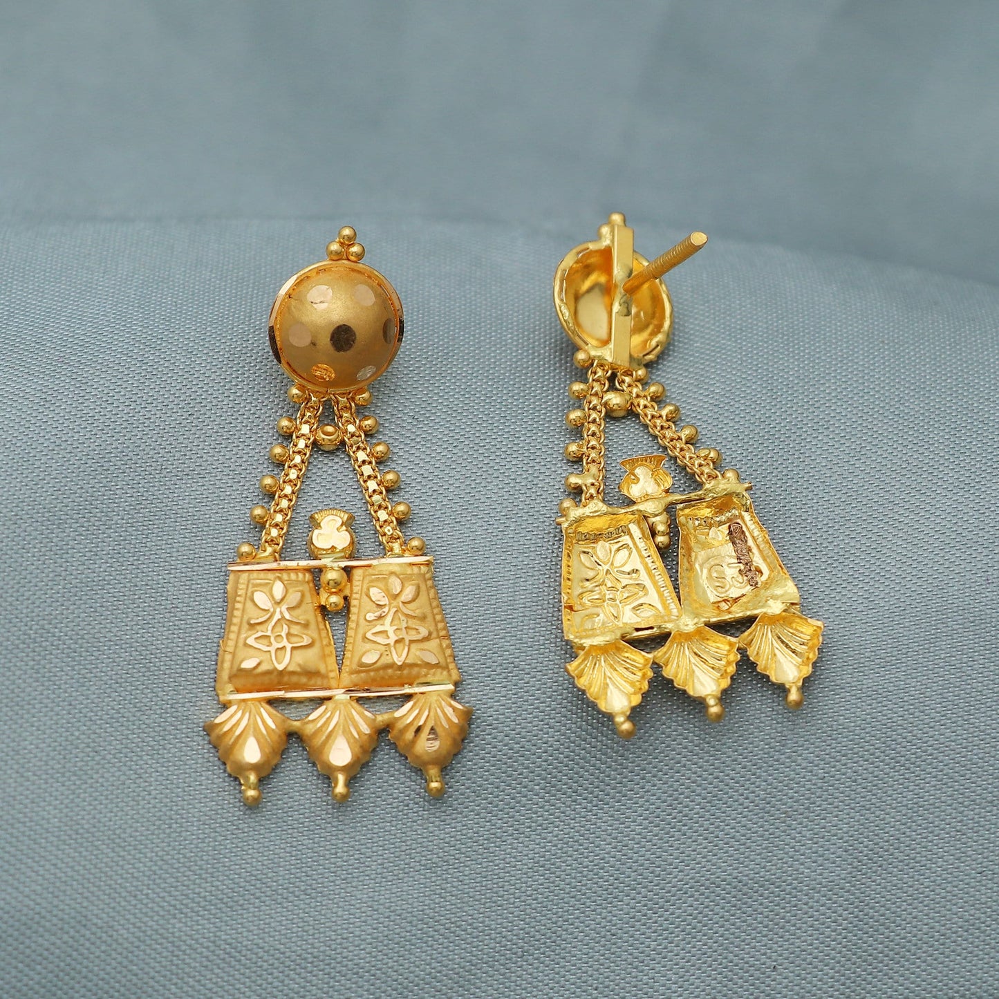 solid pure 22k gold earrings Dangle Jewelry, indian gold earrings jewelry,