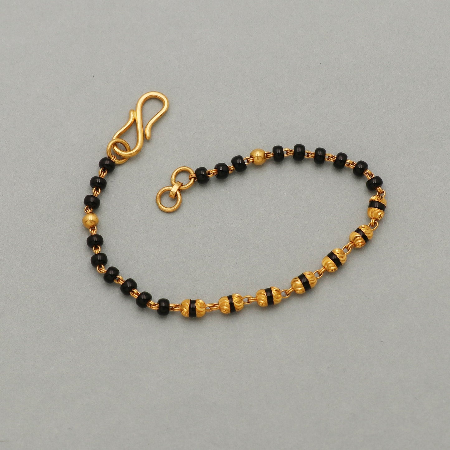 Small gold beads black beads bracelet in 22k gold, Bracelet for women, baby bracelet, all size available for gift