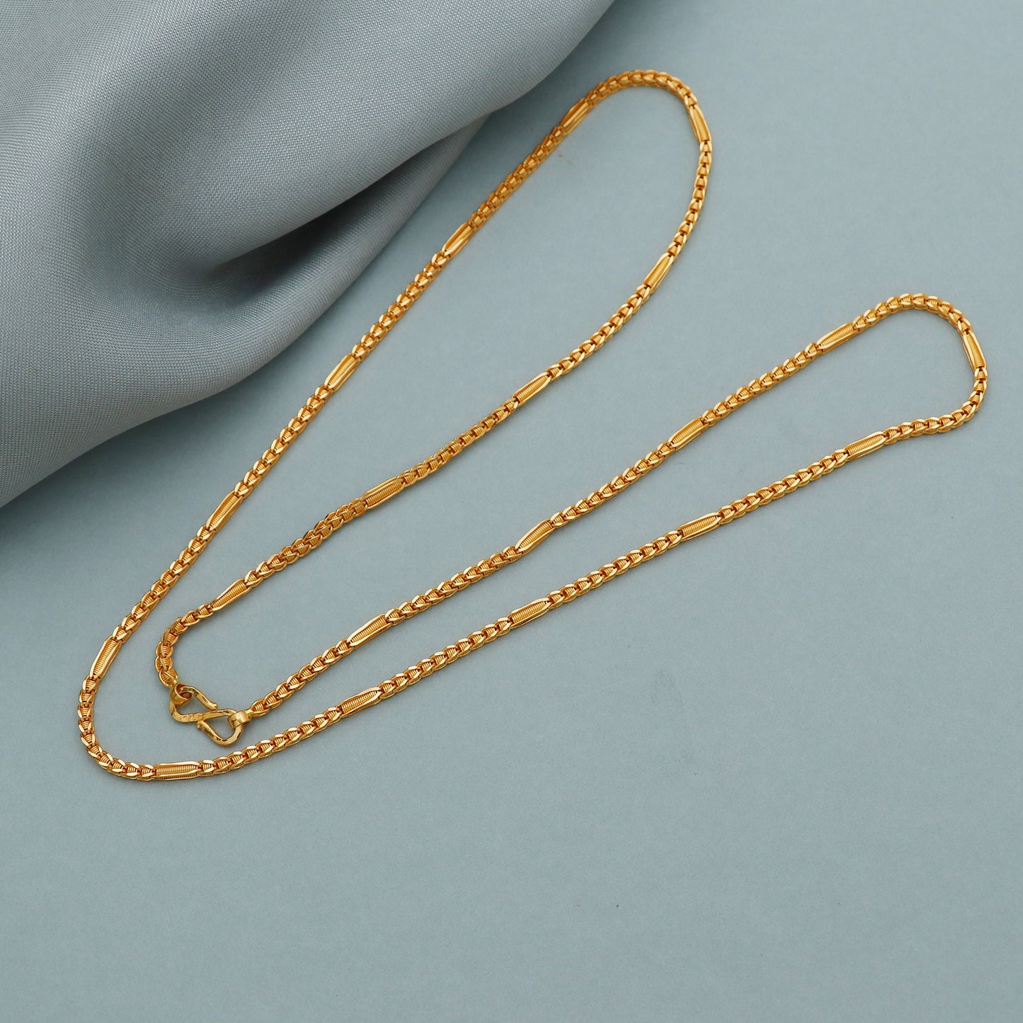 22k Yellow Gold Chain Necklace: Handmade Indian Jewelry
