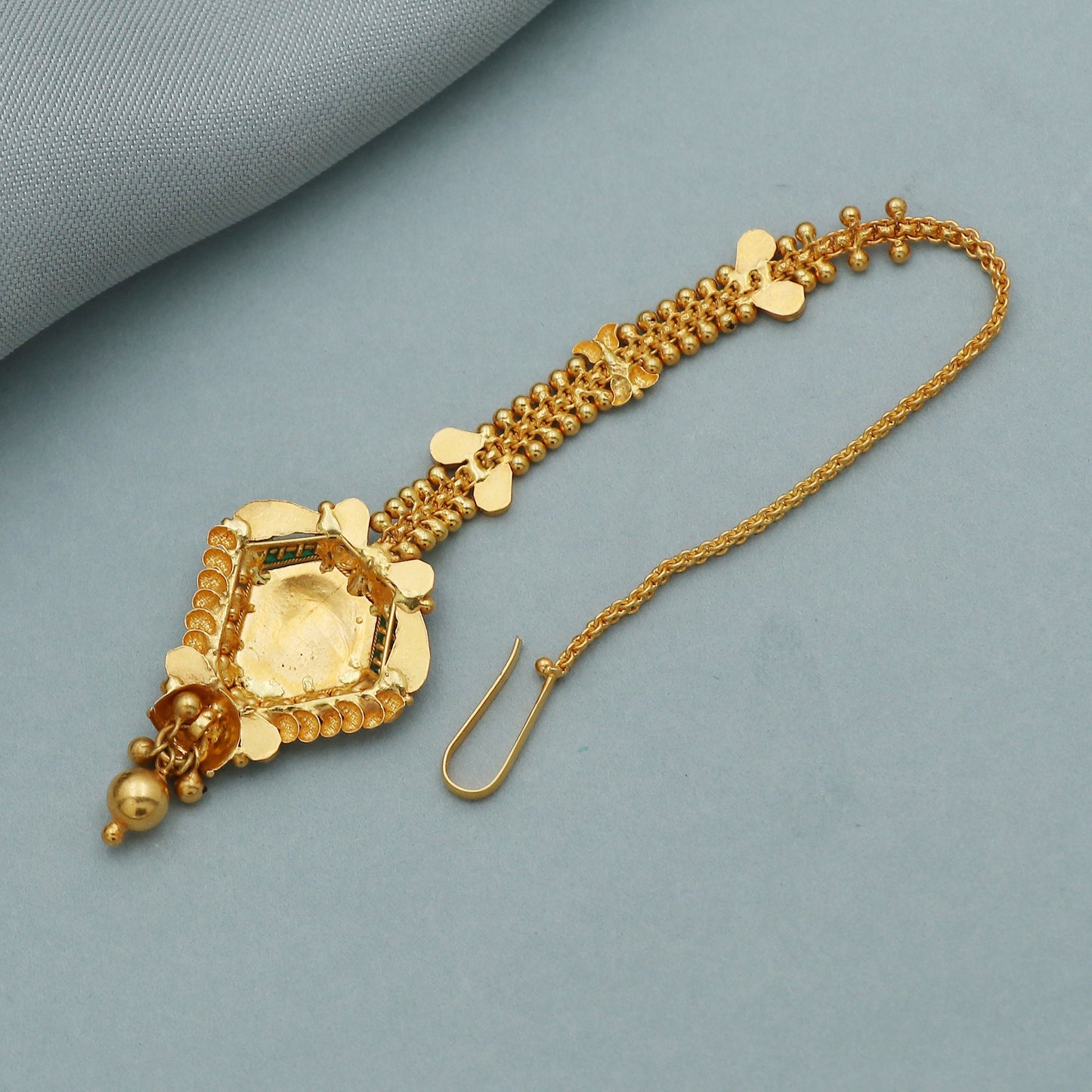 18k 22k Yellow Gold Tikka Jewelry, Handmade design Indian gold Head Jewelry, Pure Gold Wedding Jewelry for gift