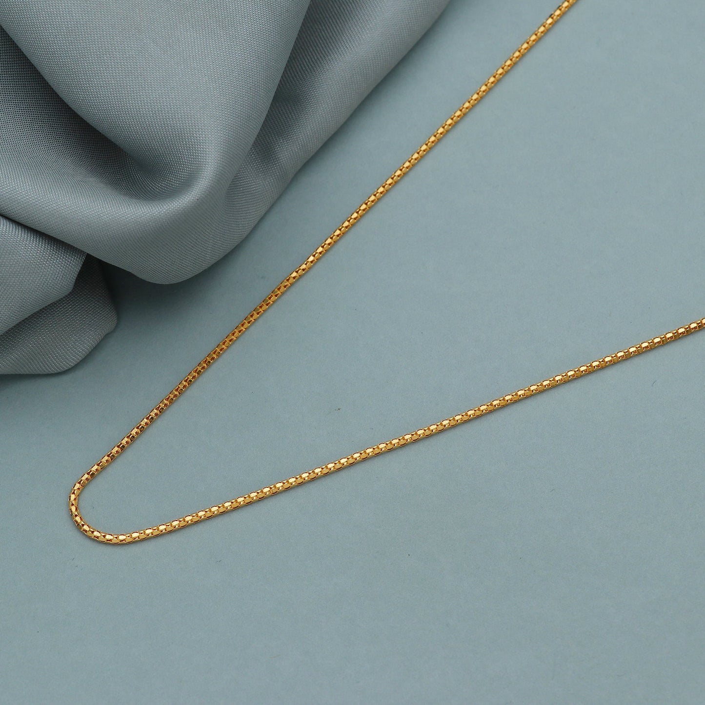 22k Yellow Gold Chain Necklace Jewelry, 22k gold round box chain, pure gold necklace indian gold chain necklace, gift for wife