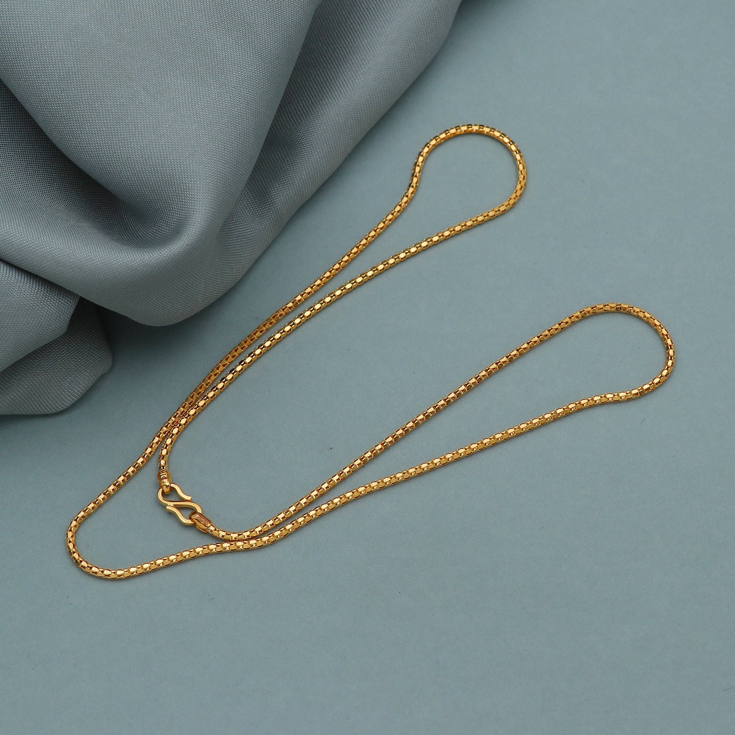 22k Yellow Gold Chain Necklace Jewelry, 22k gold round box chain, pure gold necklace indian gold chain necklace, gift for wife