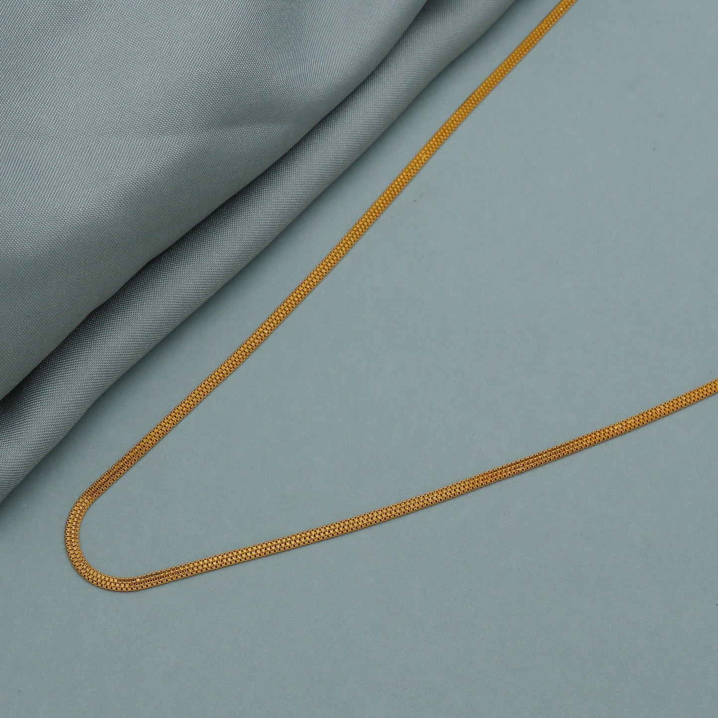 triple box 22k gold flat box chain, solid gold chain necklace for unisex, 22k yellow gold necklace box chain